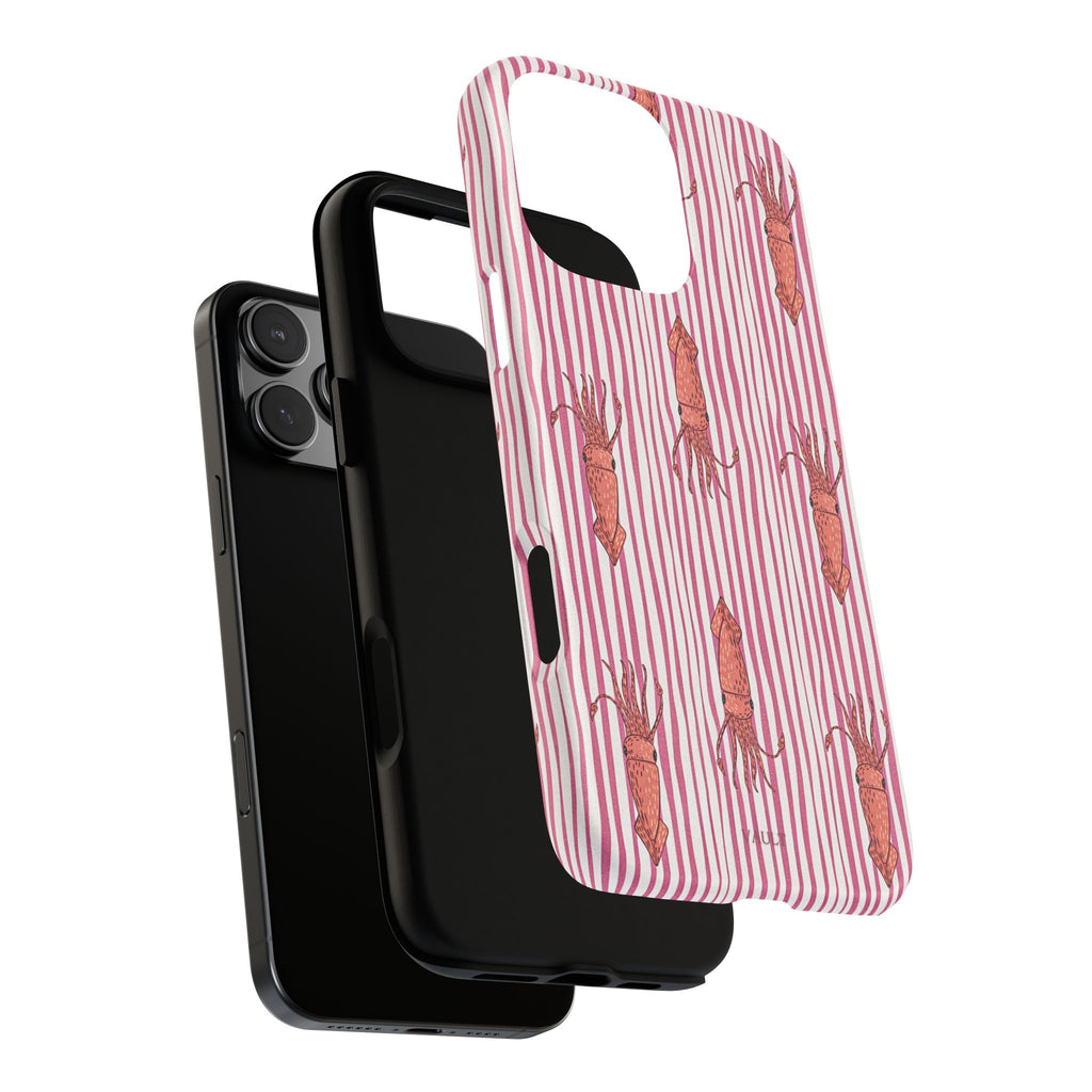 Squid Stripe Phone Case — Pink Nautical Sea Creature Pattern