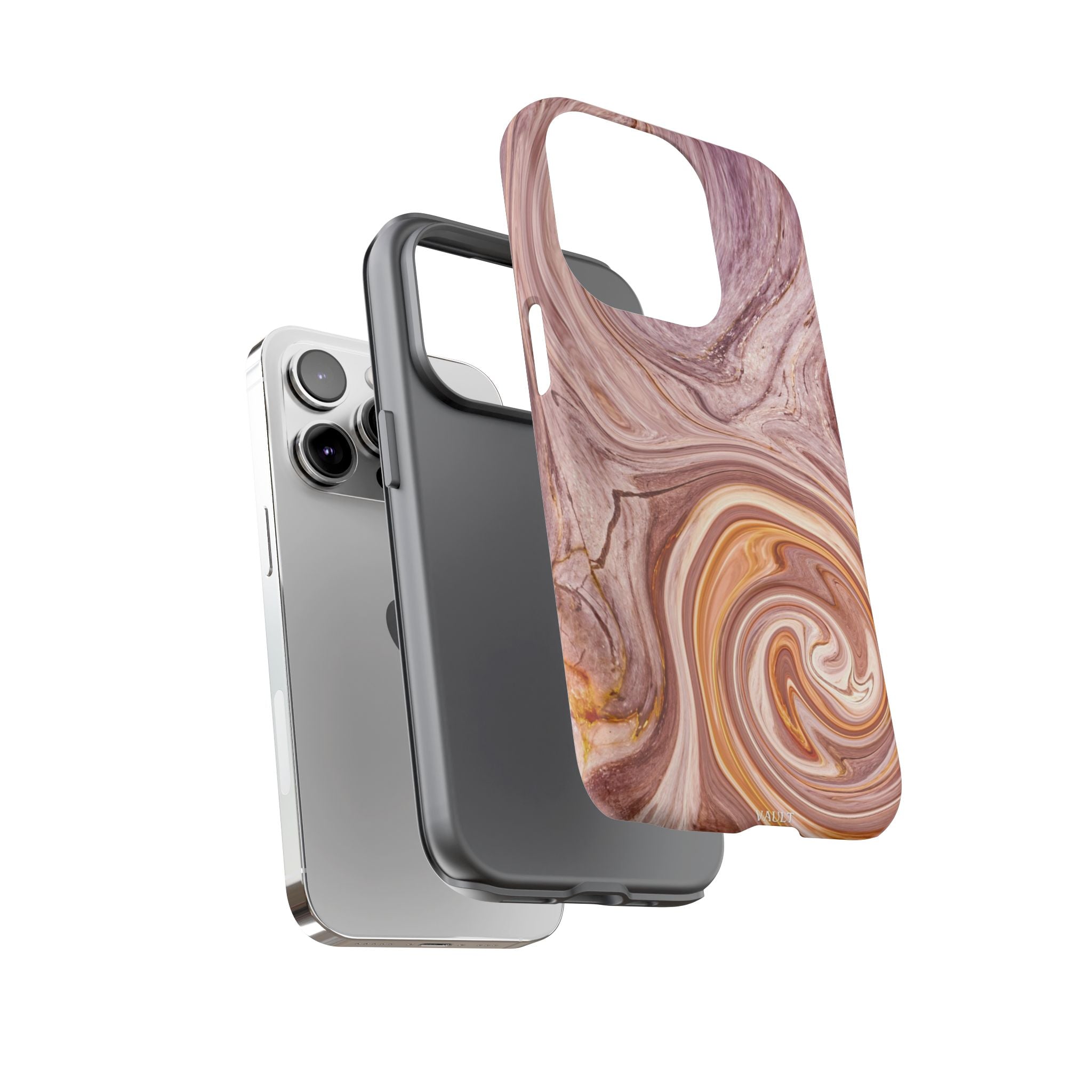 Marble Swirl Phone Case — Pink & Gold Abstract Tough Case