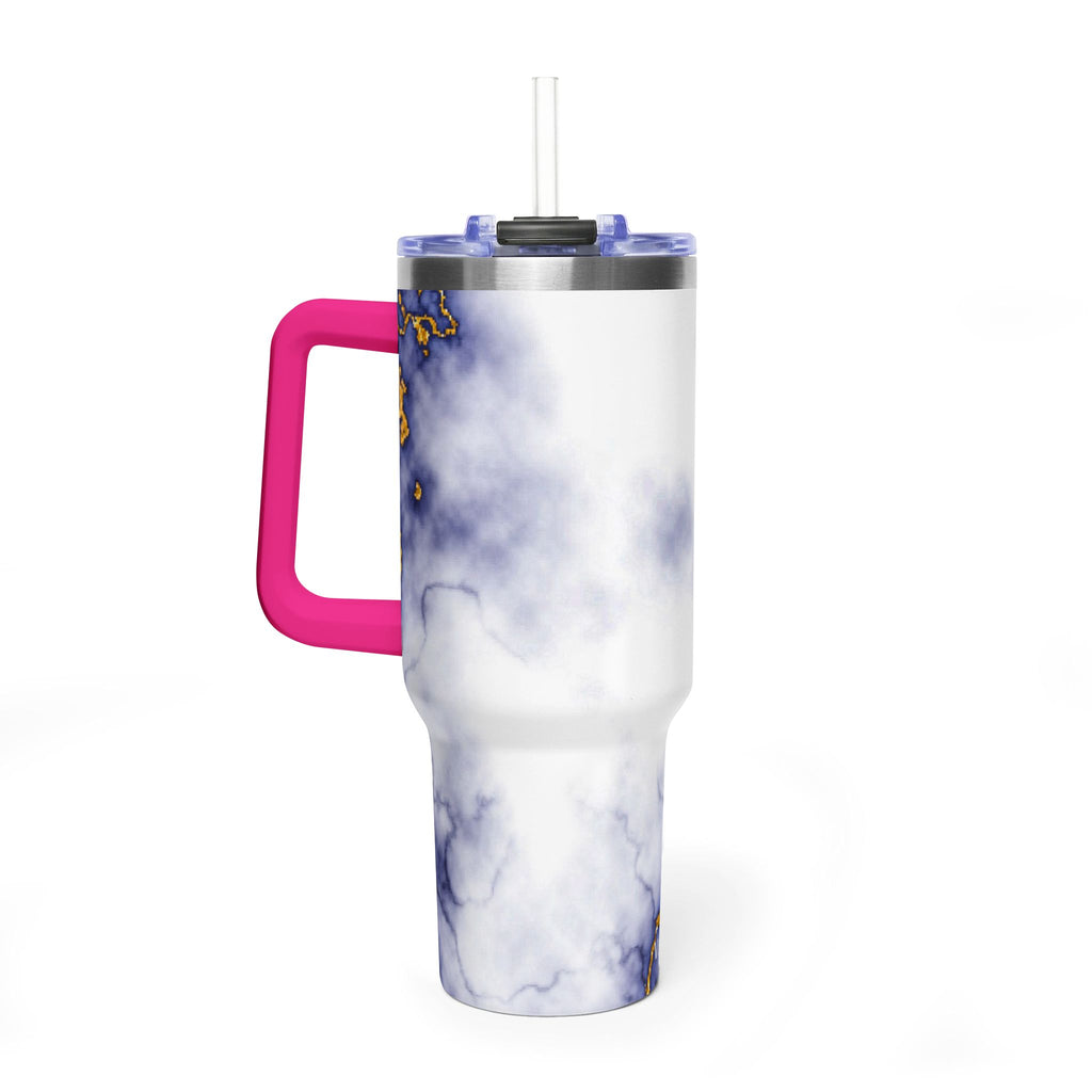 40oz Marble Thermal Tumbler - Blue & Gold Veined Vacuum Cup