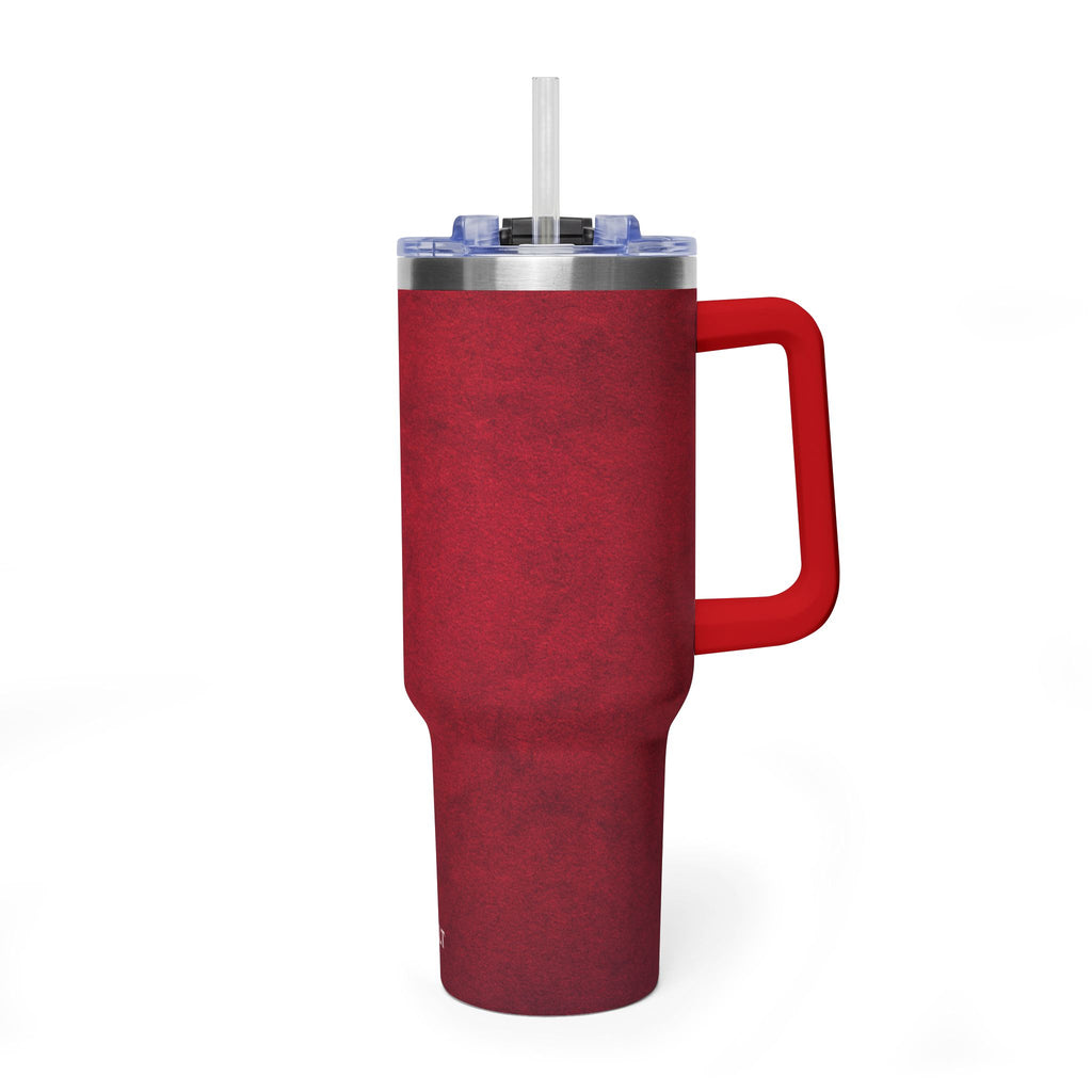 40oz Red Vacuum Tumbler – Insulated Travel Mug with Straw & Handle