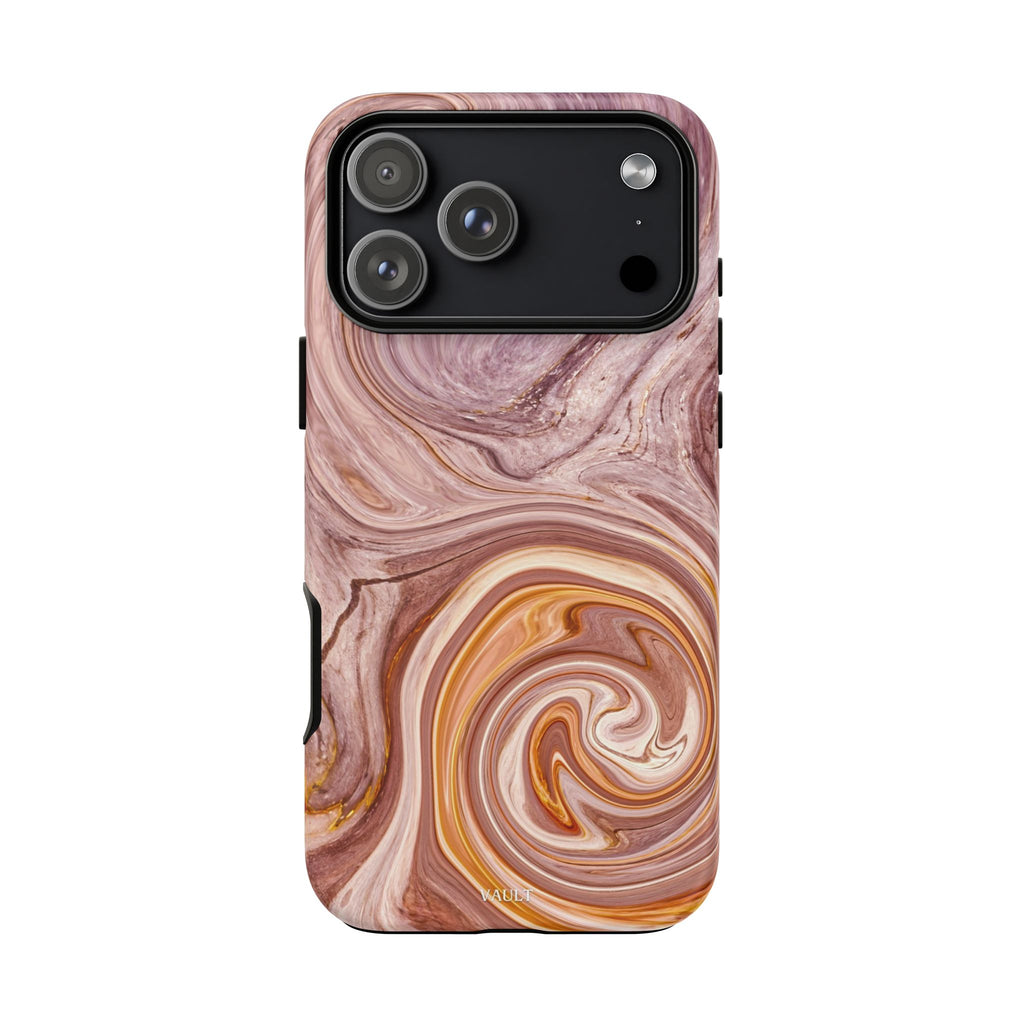 Marble Swirl Phone Case — Pink & Gold Abstract Tough Case