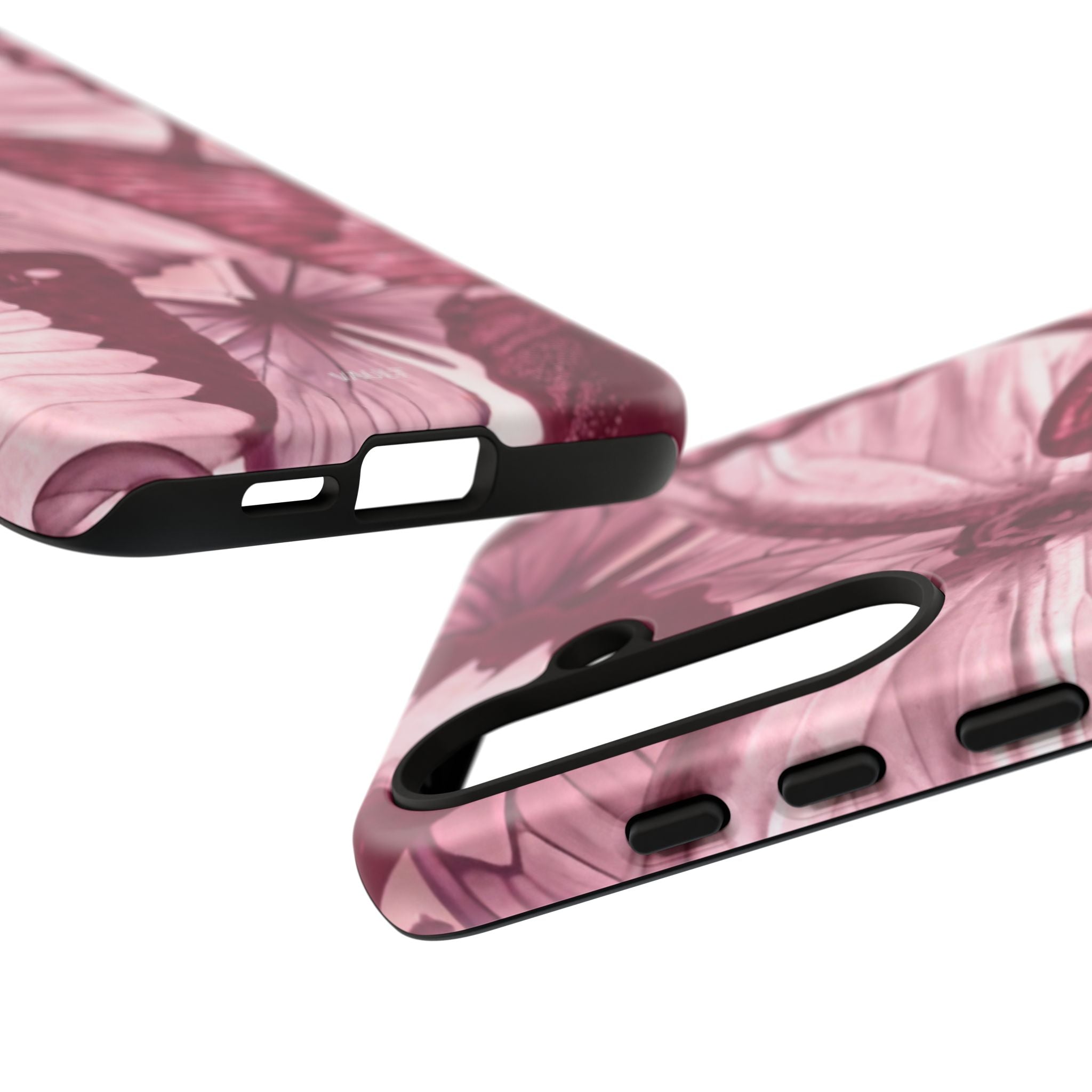 Butterfly Tough Phone Case — Vintage Pink Floral Protective Cover