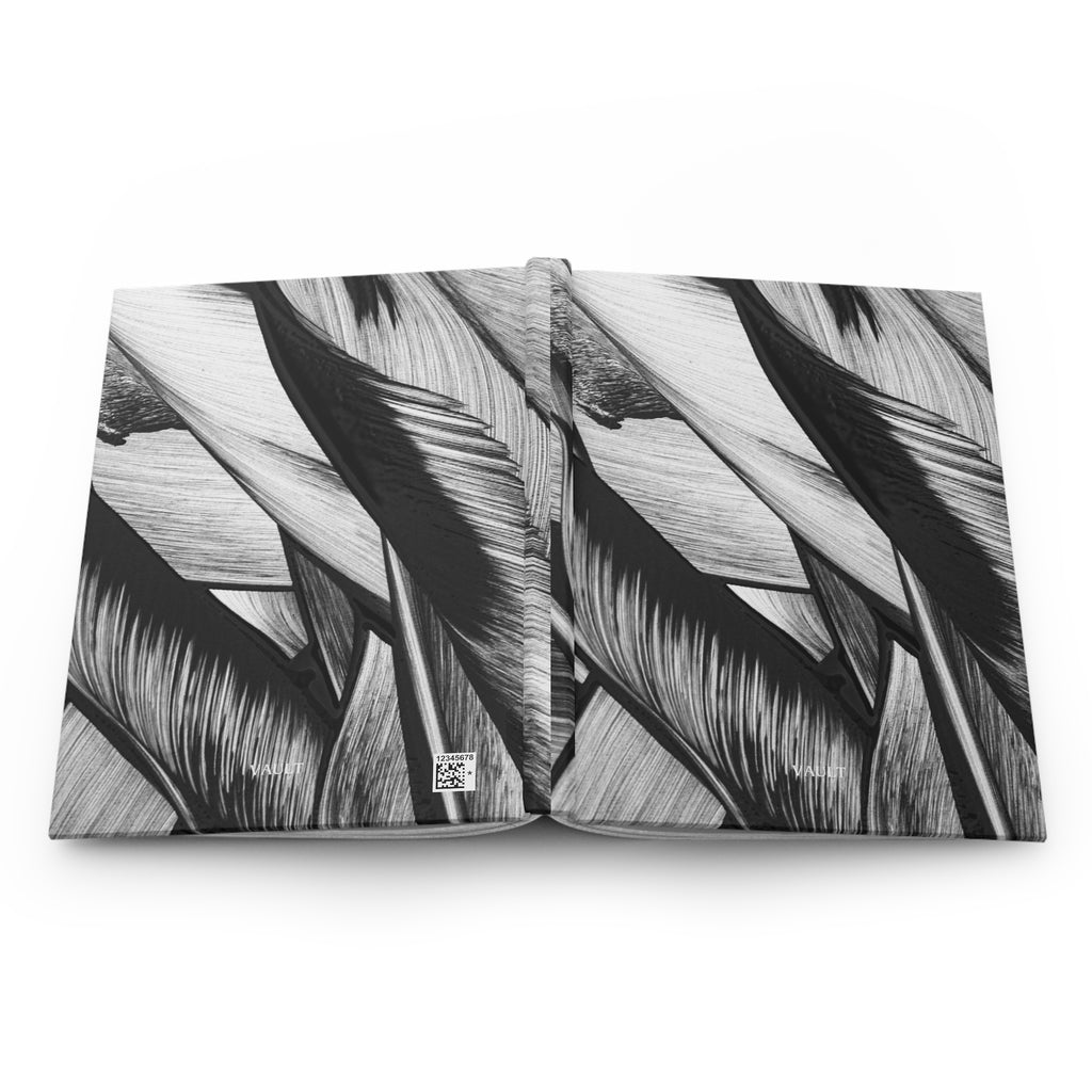 Monochrome Tropical Leaves Hardcover Journal