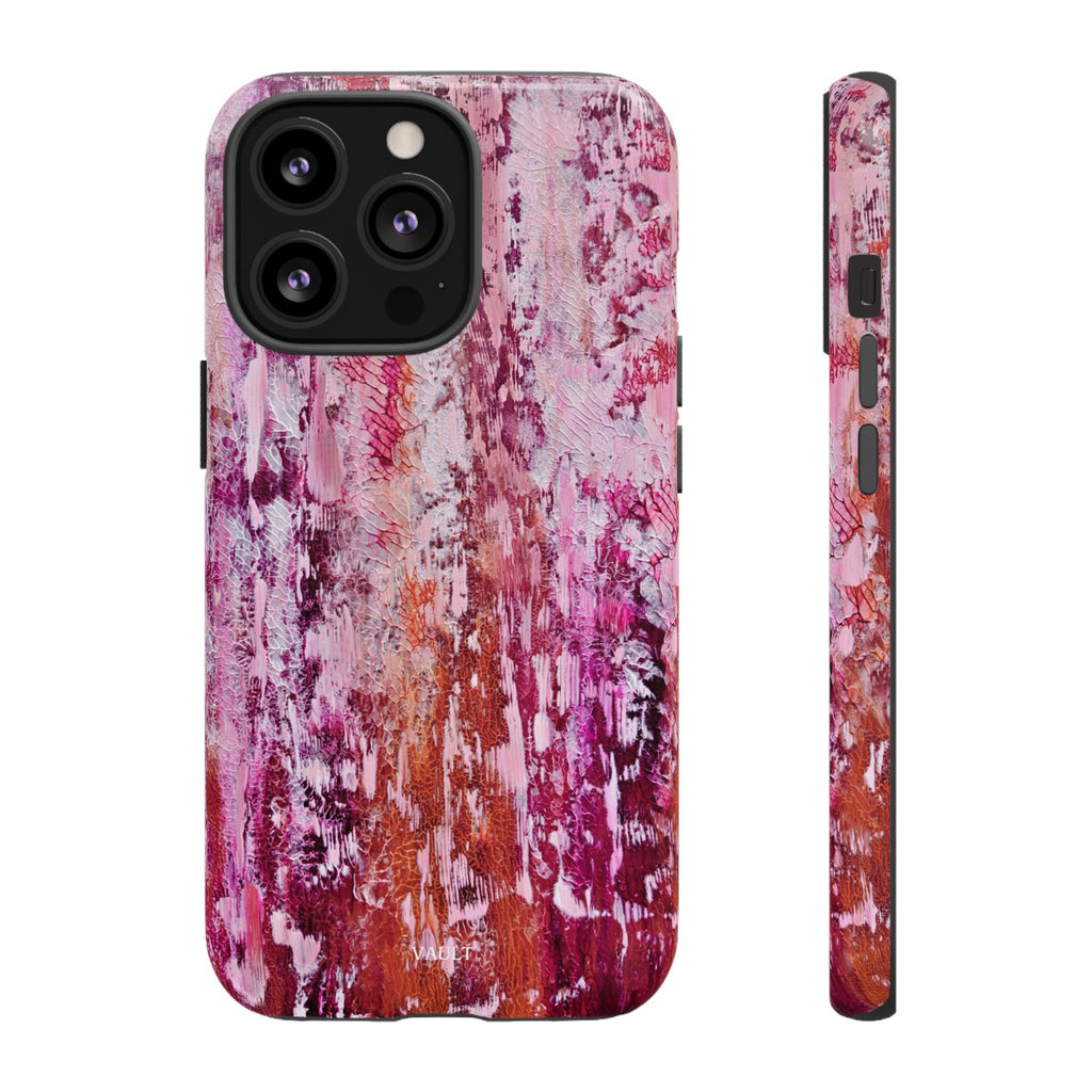 Pink Abstract Art Tough Phone Case — Protective Artistic Phone Cover
