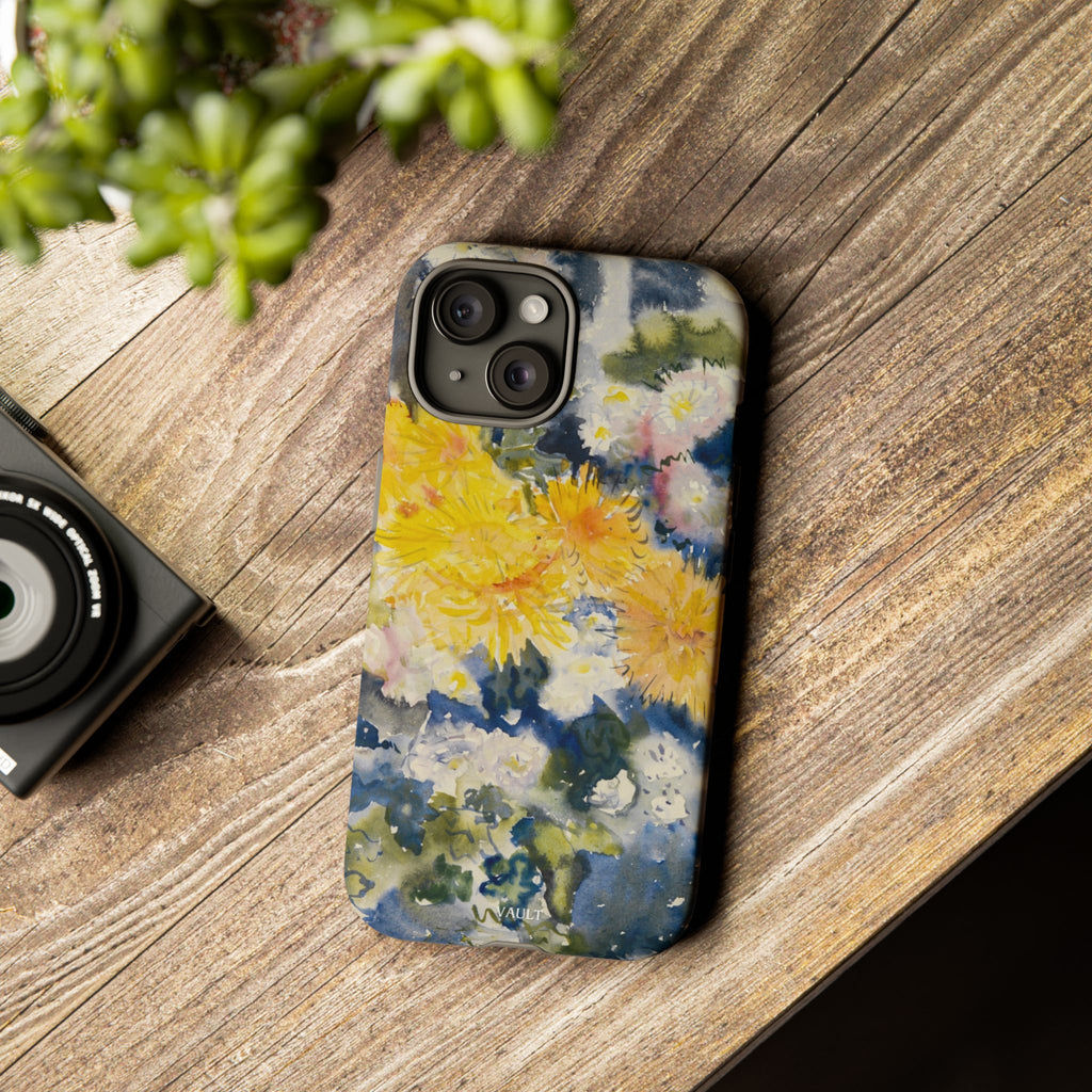 Floral Watercolor Phone Case – Yellow Chrysanthemums Design