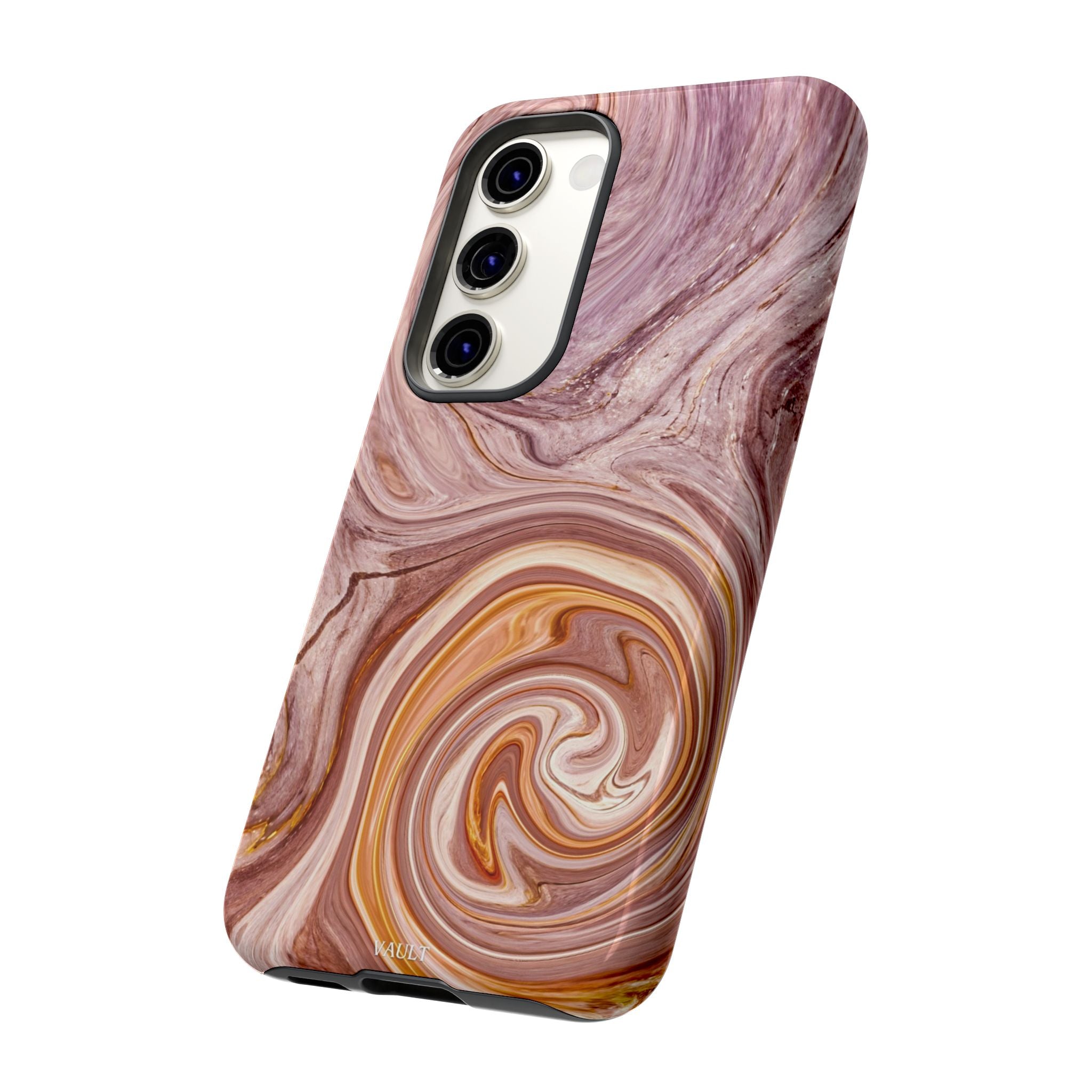 Marble Swirl Phone Case — Pink & Gold Abstract Tough Case