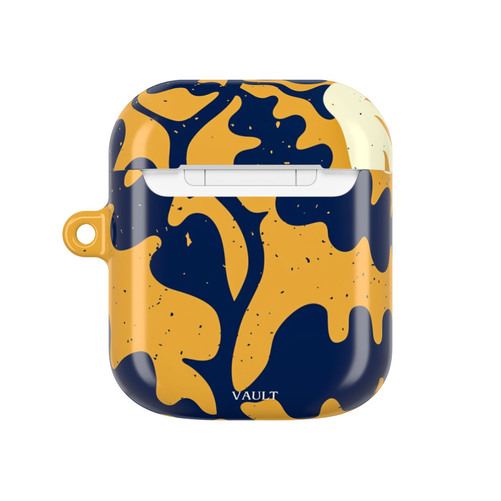 Abstract Navy & Mustard Swirl AirPod Case — Protective Designer Cover