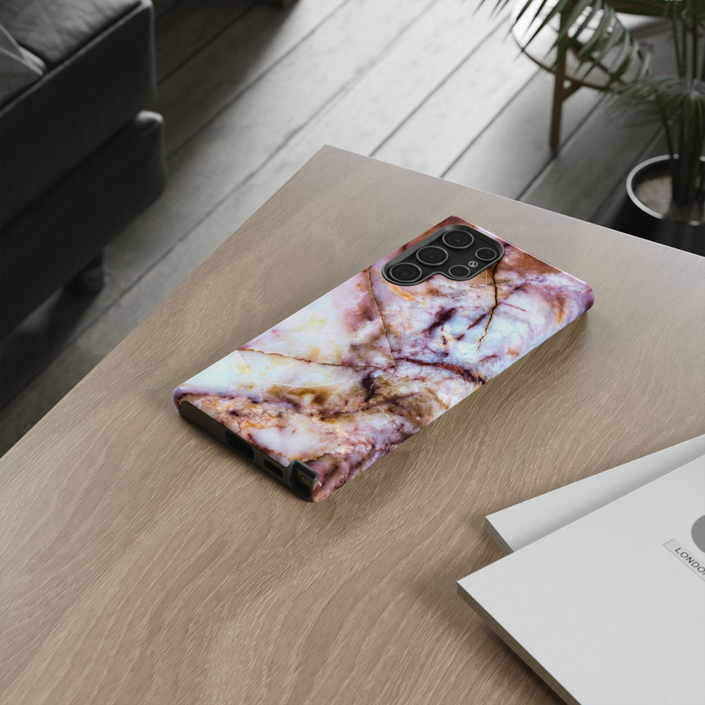 Marble Vein Tough Phone Case — Pink Quartz Protective Cover