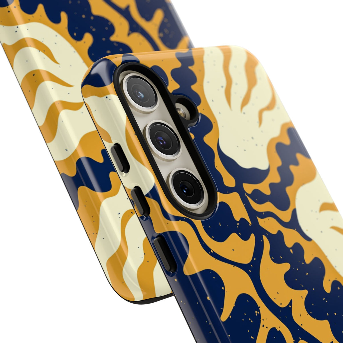 Bold Abstract Floral Phone Case (Navy & Mustard)