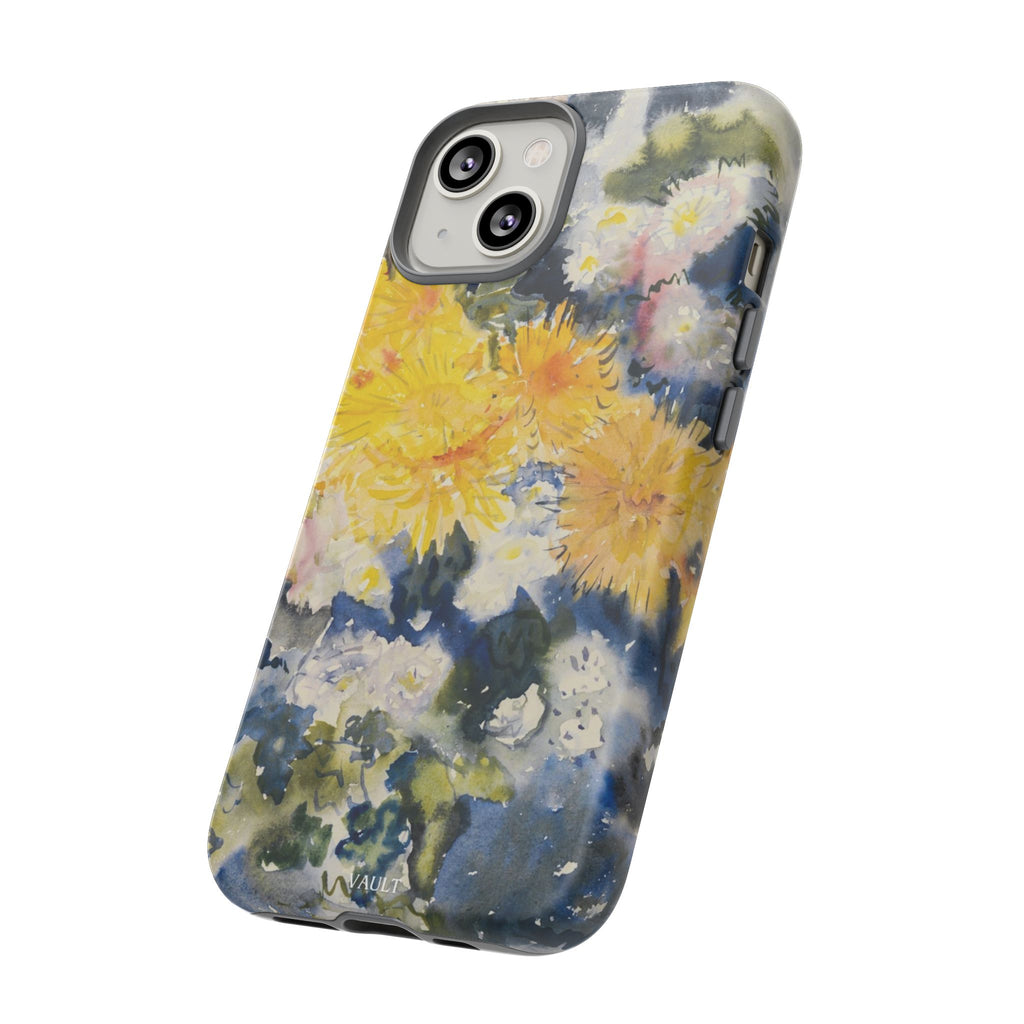 Floral Watercolor Phone Case – Yellow Chrysanthemums Design