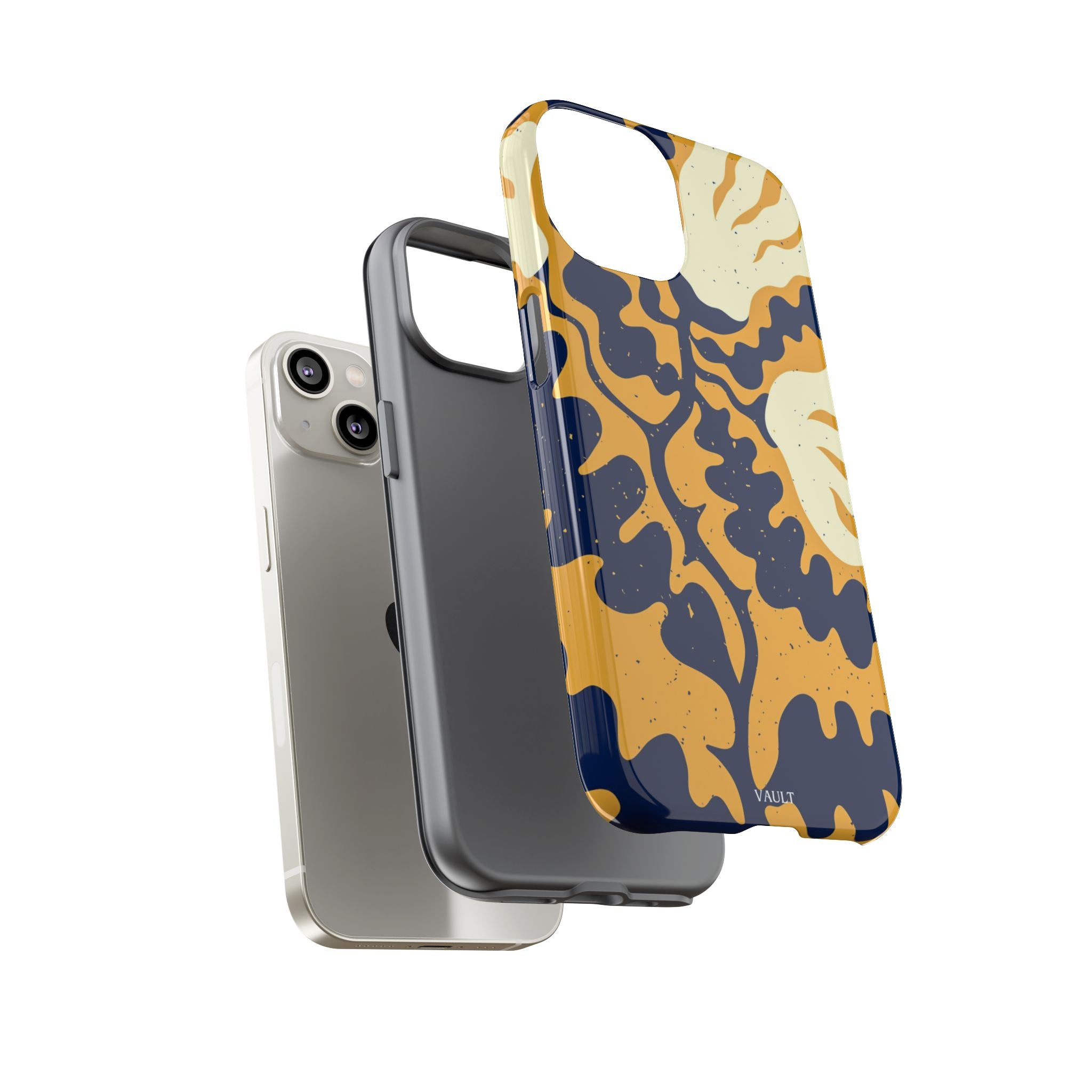 Bold Abstract Floral Phone Case (Navy & Mustard)