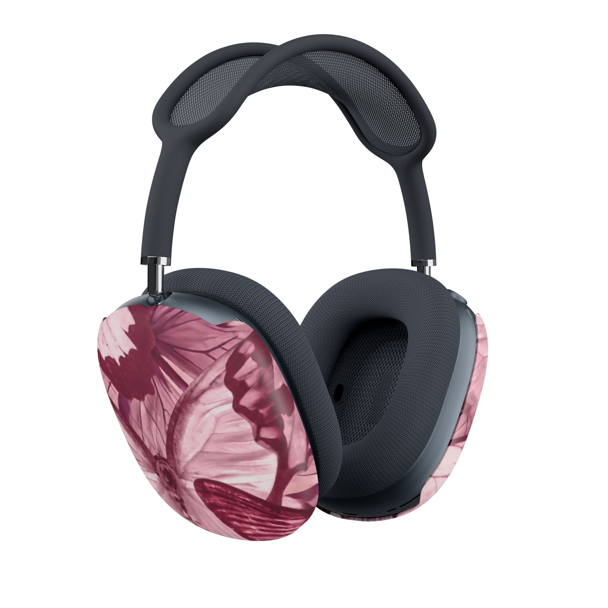 Burgundy Butterfly AirPods Max Ear Cup Covers — Floral Pattern Protective Skins