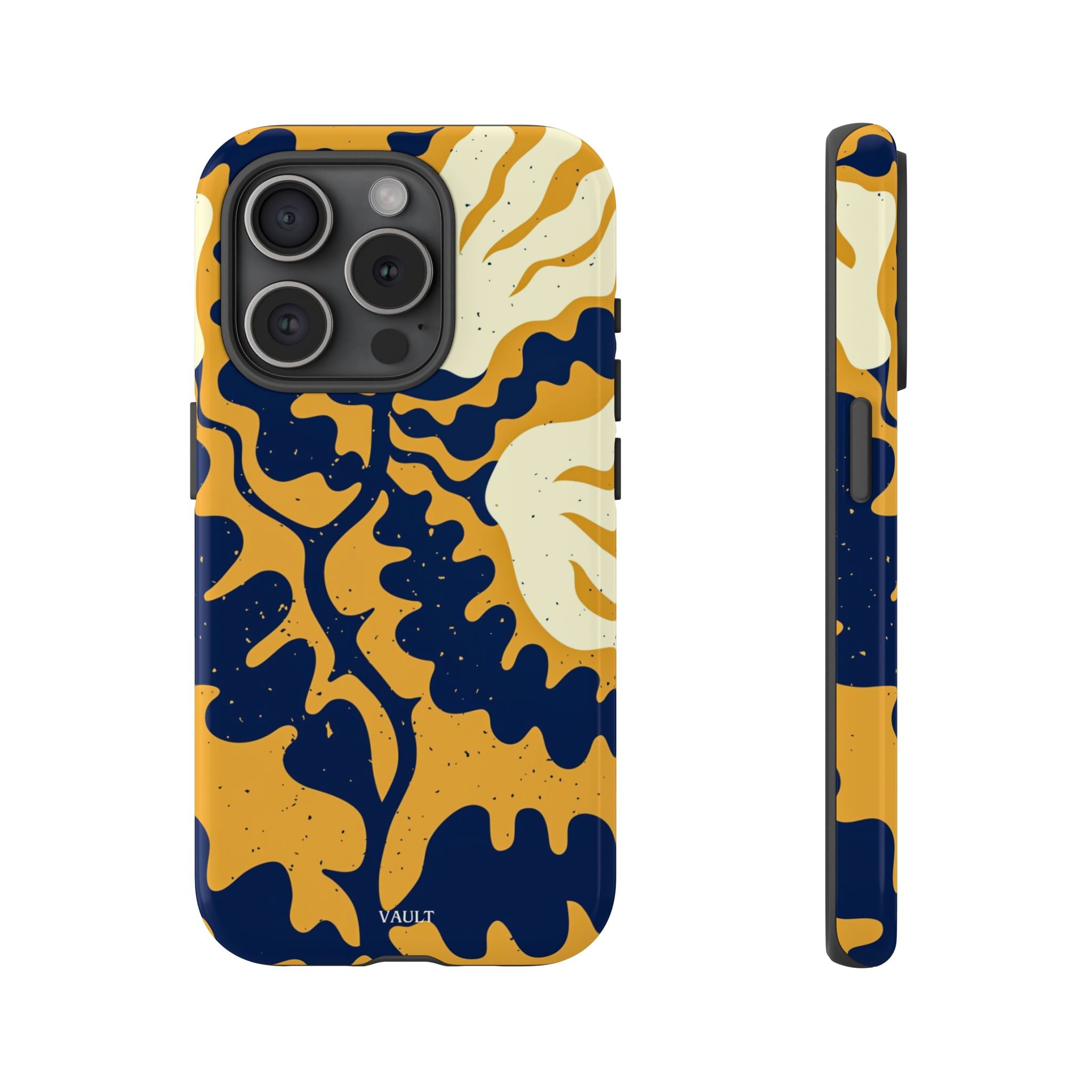 Bold Abstract Floral Phone Case (Navy & Mustard)