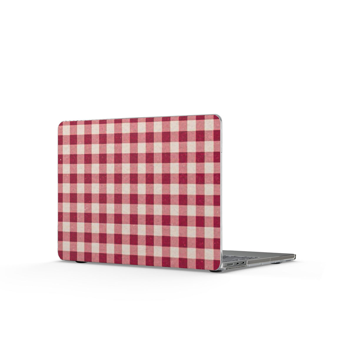 Red Gingham Clear MacBook Case — Plaid Laptop Cover, Classic Farmhouse Style