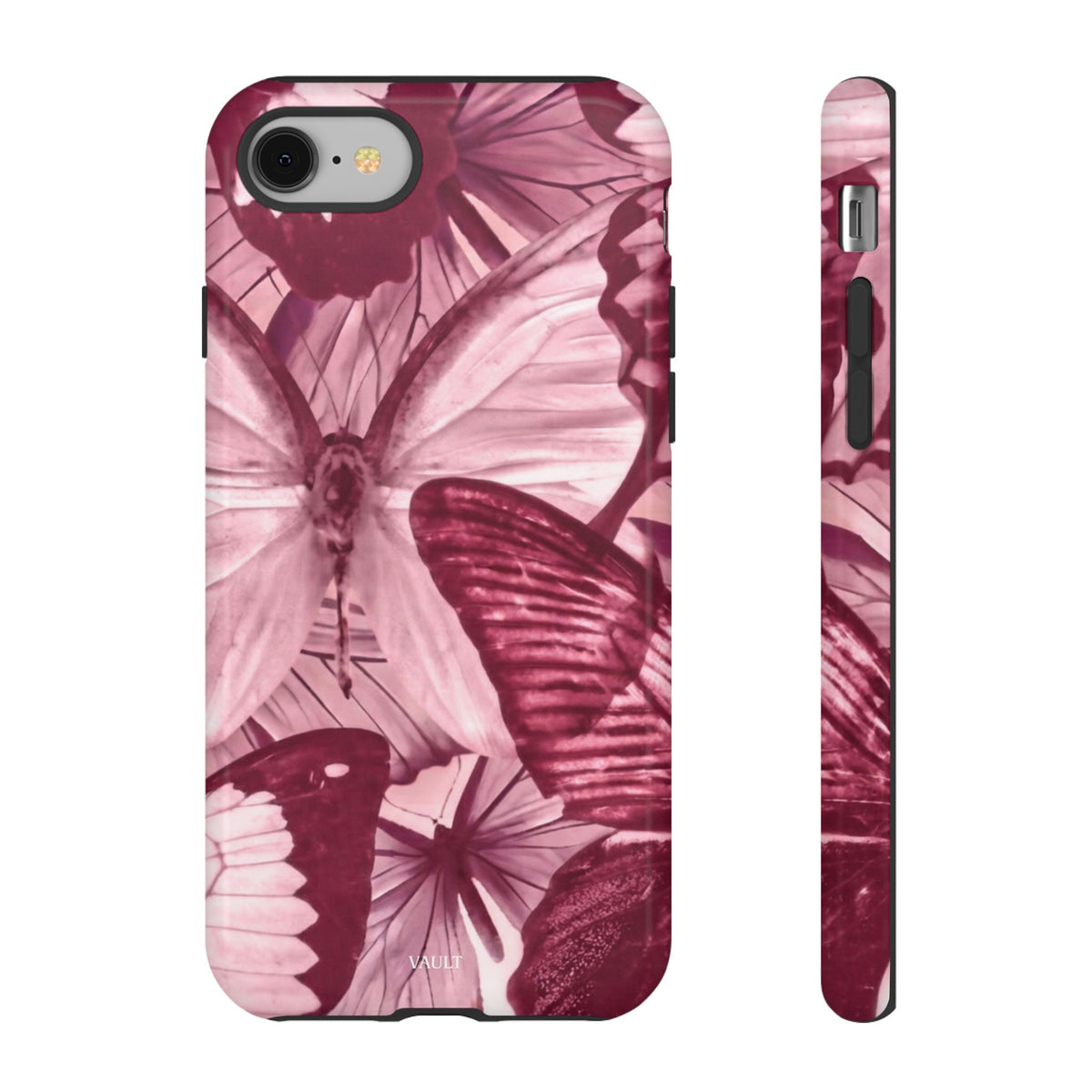 Butterfly Tough Phone Case — Vintage Pink Floral Protective Cover
