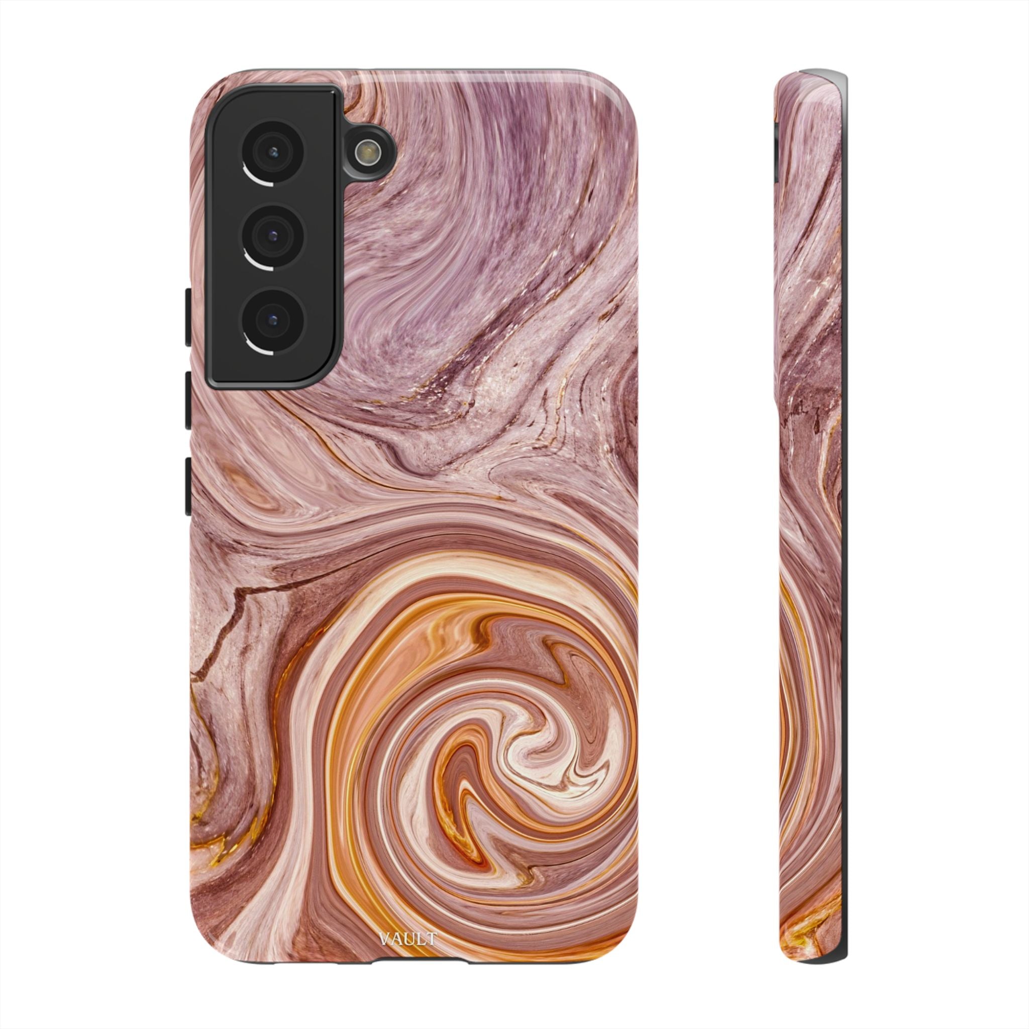 Marble Swirl Phone Case — Pink & Gold Abstract Tough Case