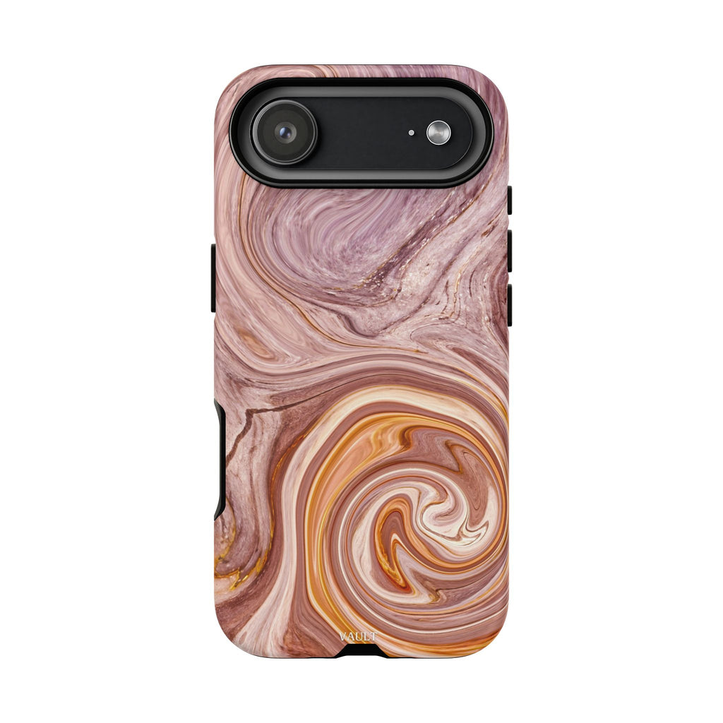 Marble Swirl Phone Case — Pink & Gold Abstract Tough Case
