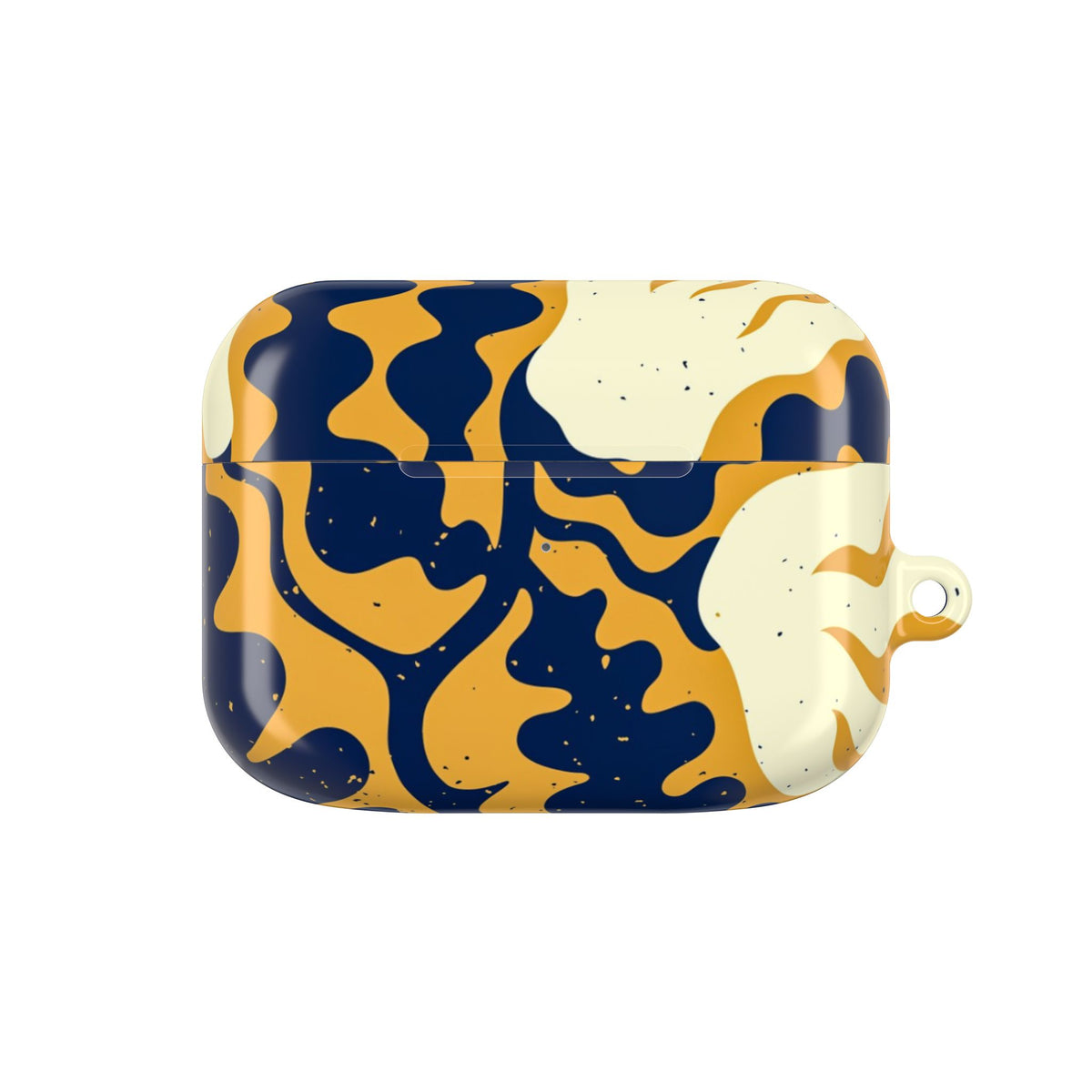 Abstract Navy & Mustard Swirl AirPod Case — Protective Designer Cover