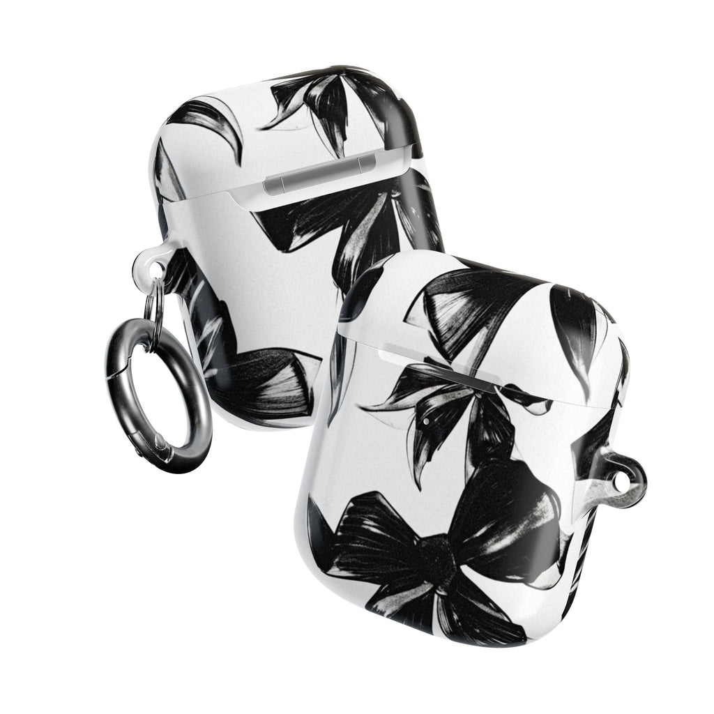 Floral Noir AirPod Case — Black & White Botanical Protective Cover