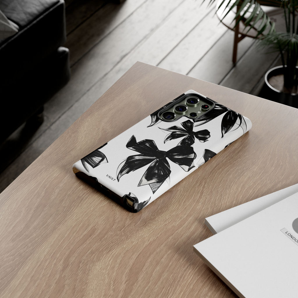 Floral Brushstroke Phone Case — Black & White Botanical Tough Case