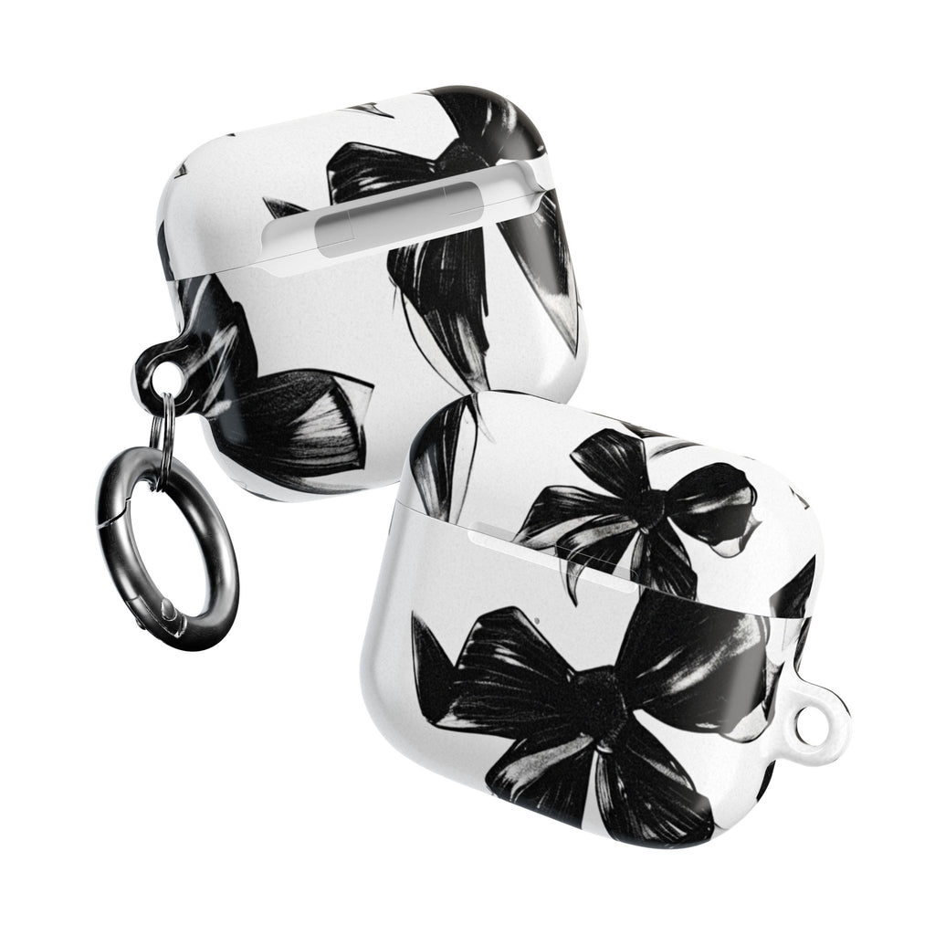 Floral Noir AirPod Case — Black & White Botanical Protective Cover