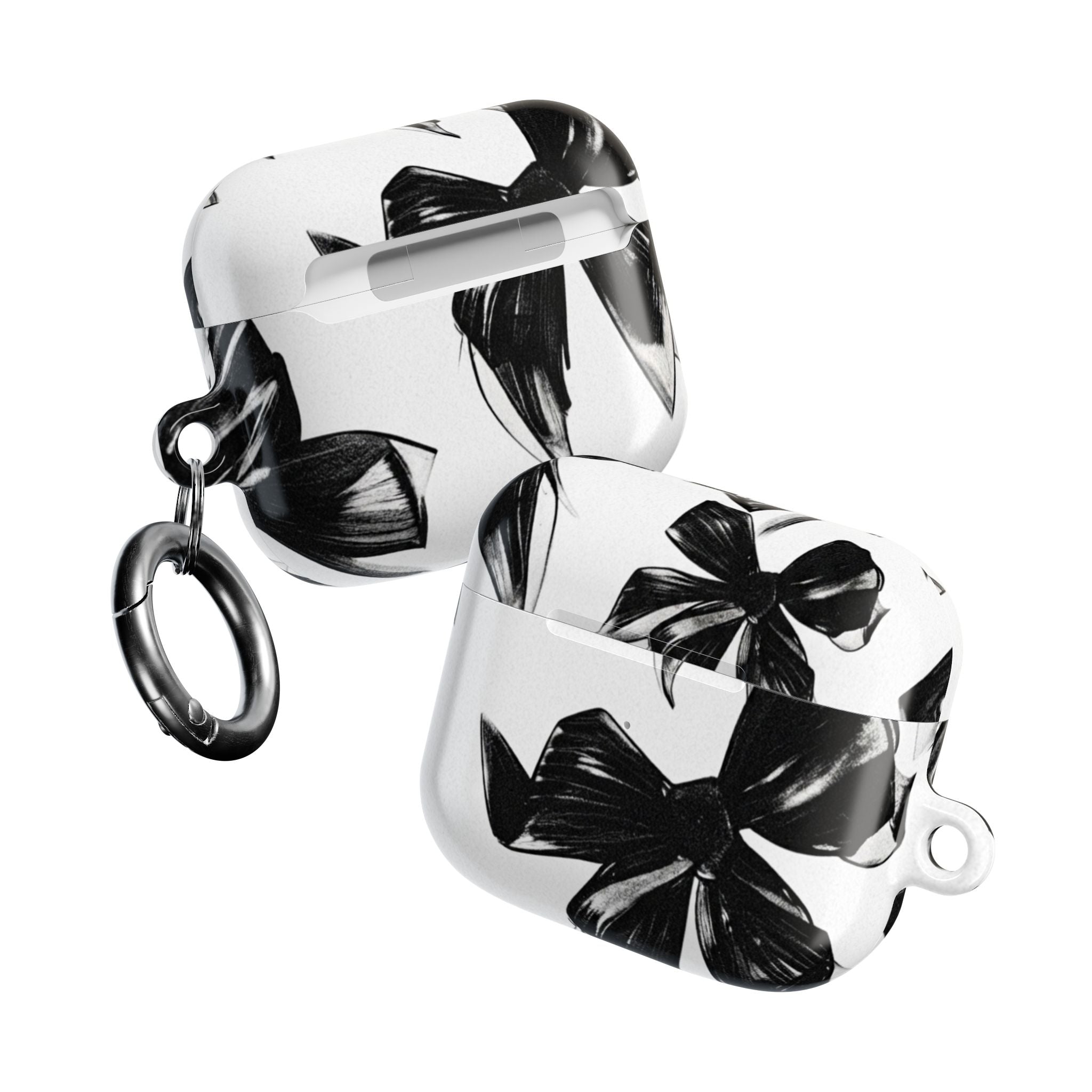 Floral Noir AirPod Case — Black & White Botanical Protective Cover