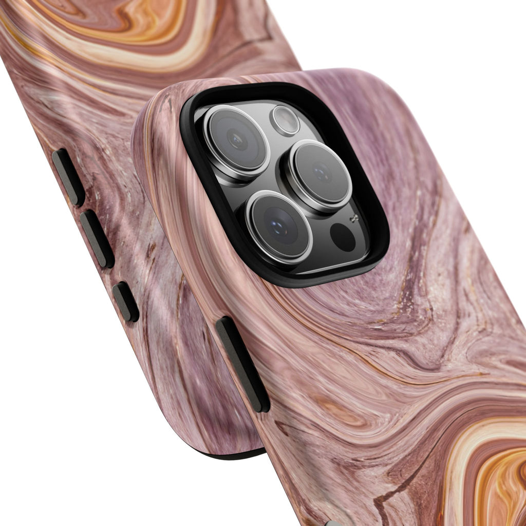 Marble Swirl Phone Case — Pink & Gold Abstract Tough Case