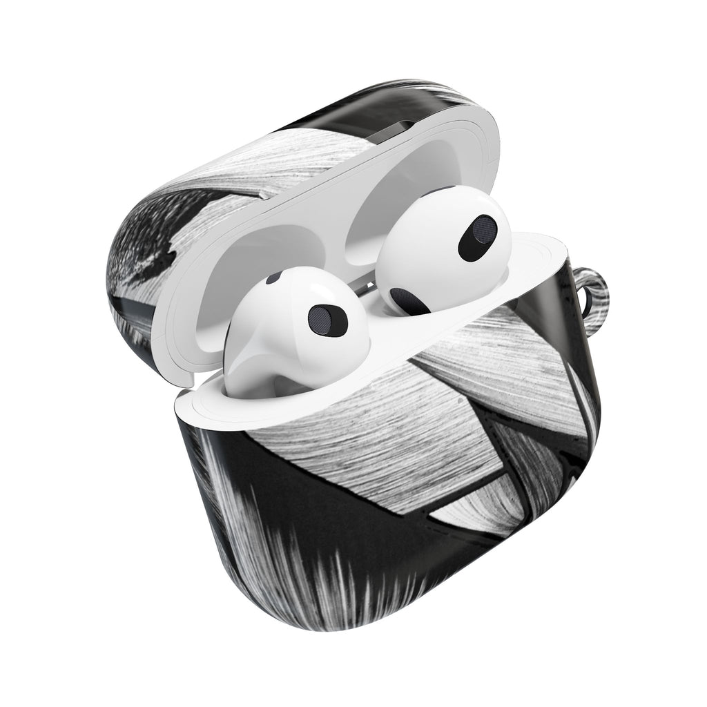 AirPod Case — Monochrome Tropical Leaf Protective Cover