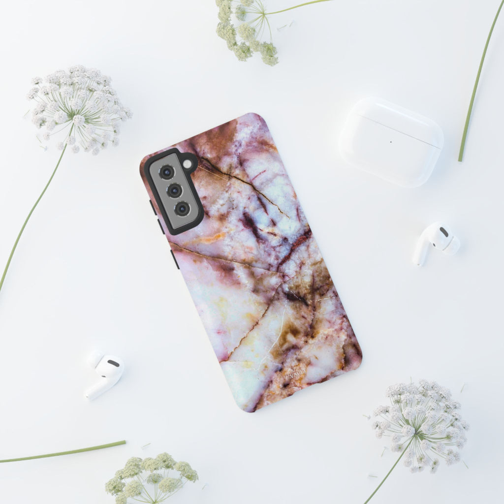 Marble Vein Tough Phone Case — Pink Quartz Protective Cover