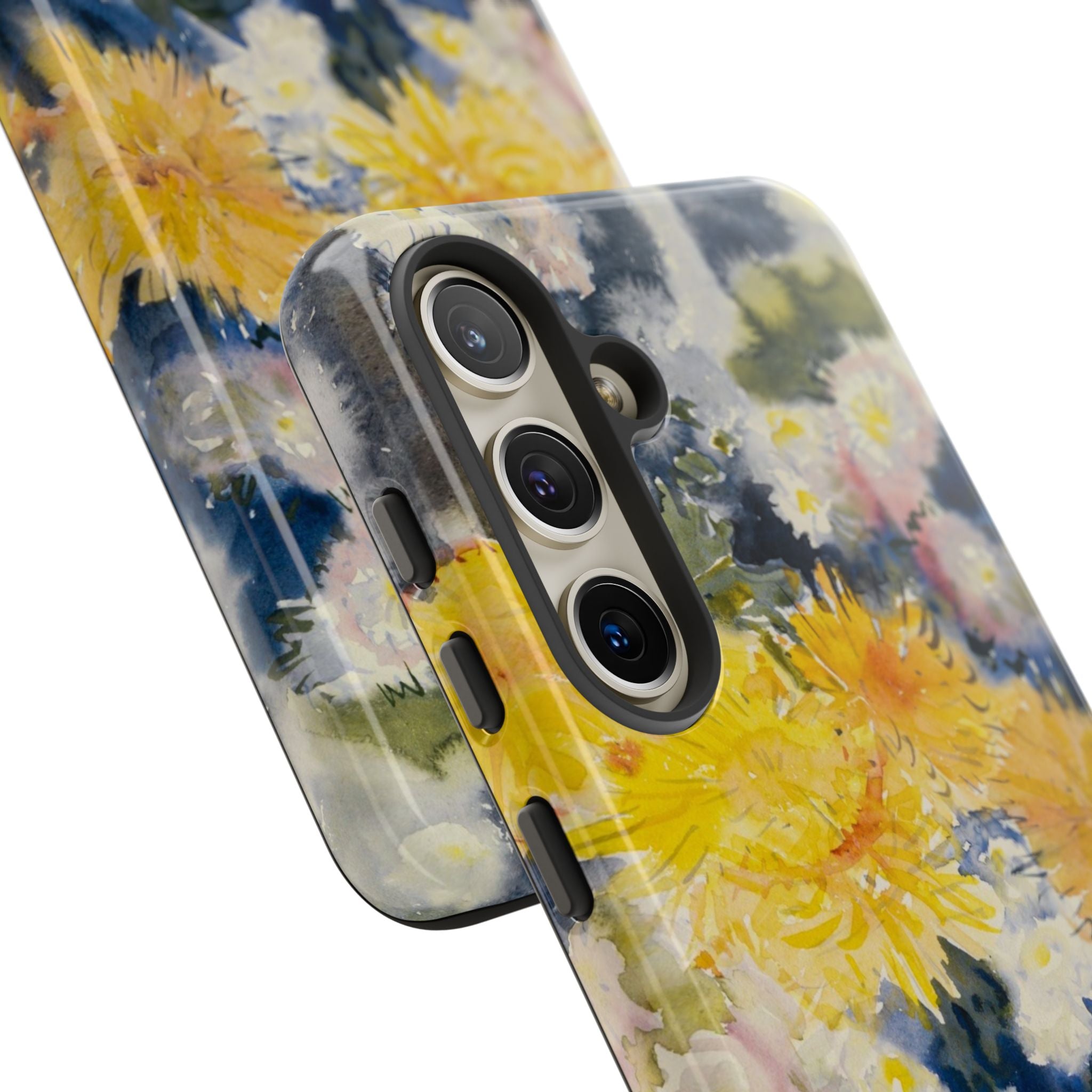 Floral Watercolor Phone Case – Yellow Chrysanthemums Design