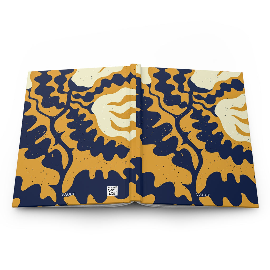 Hardcover Journal — Abstract Organic Navy & Mustard Pattern