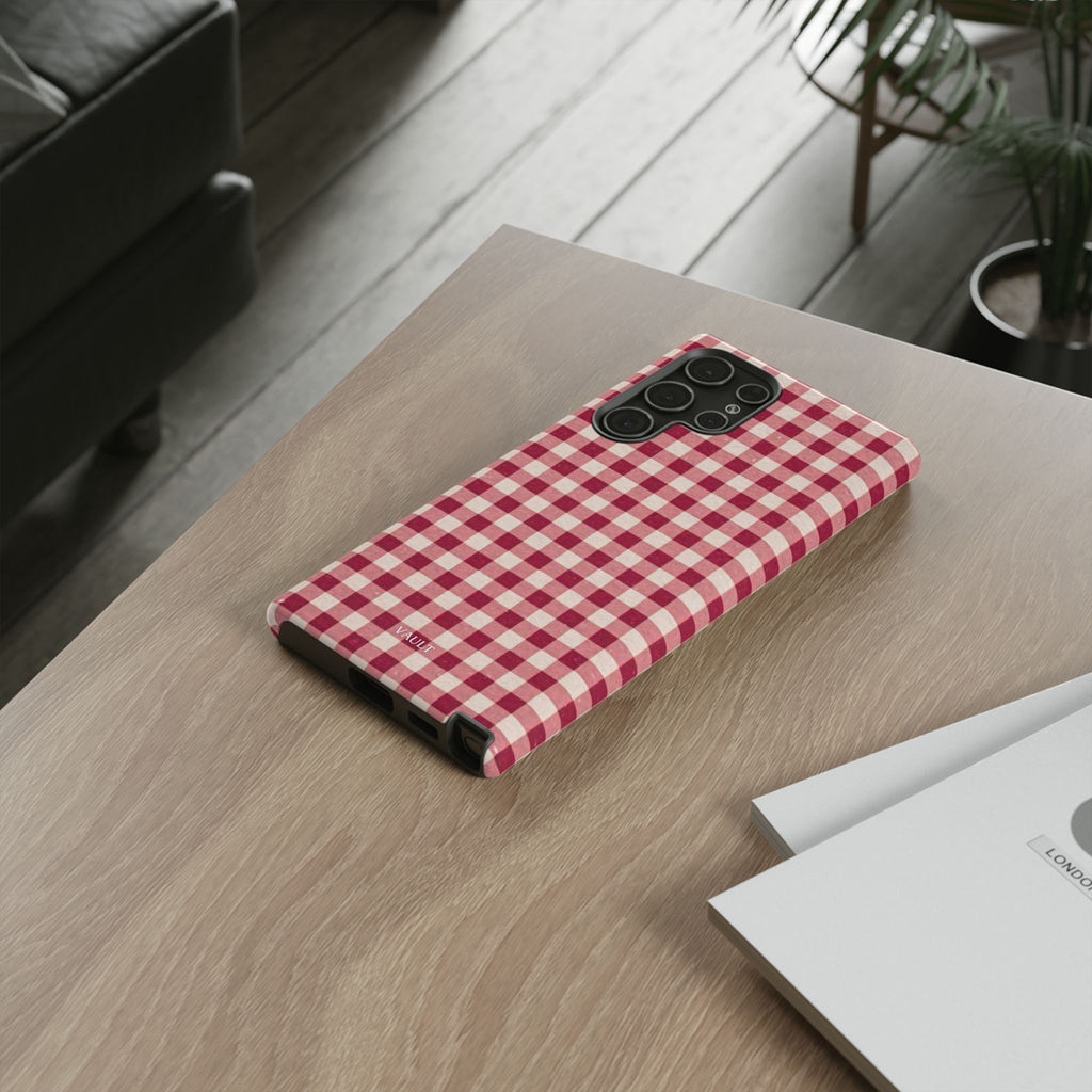 Gingham Phone Case — Red Plaid Tough Case