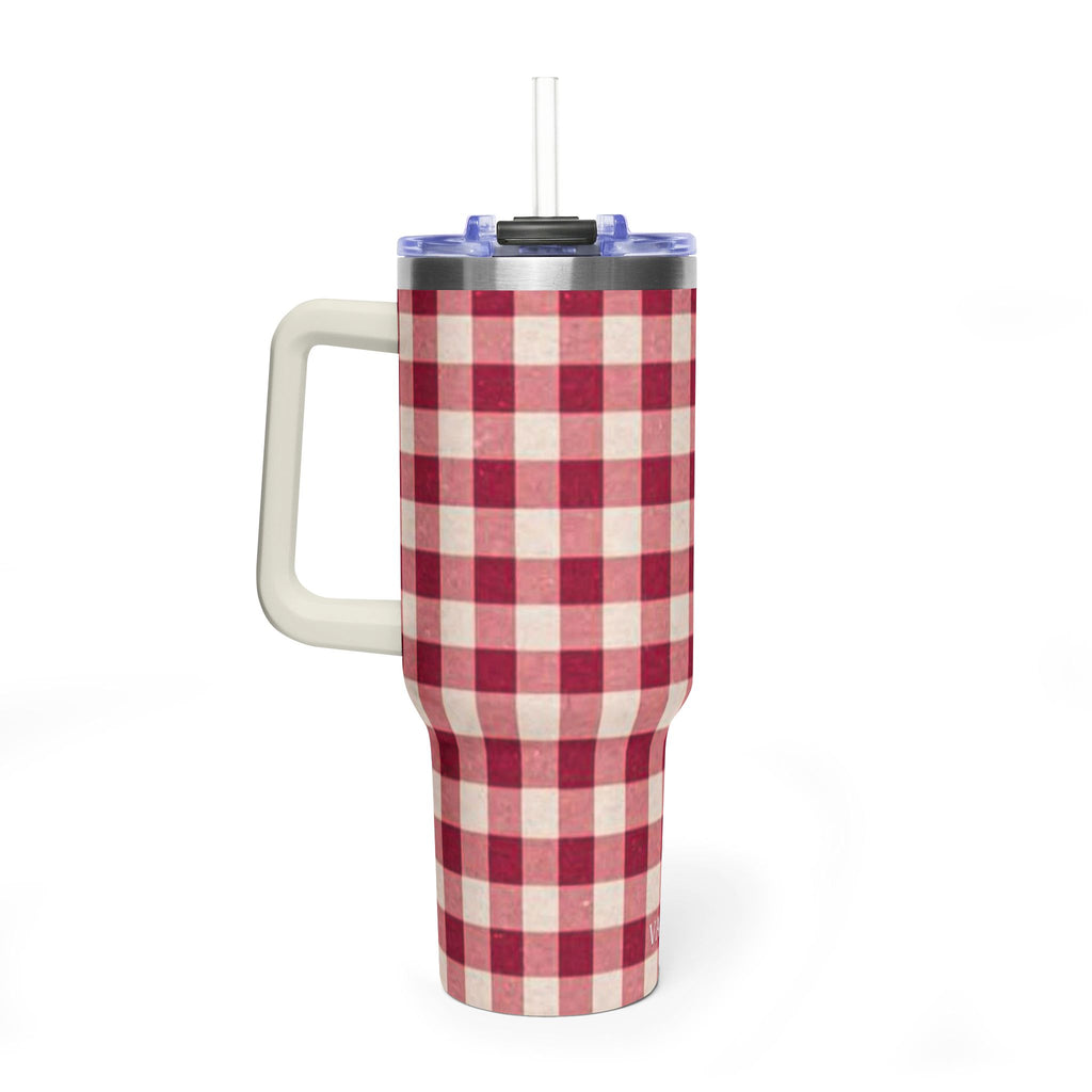 40oz Vacuum Tumbler — Red Buffalo Plaid Insulated Travel Mug