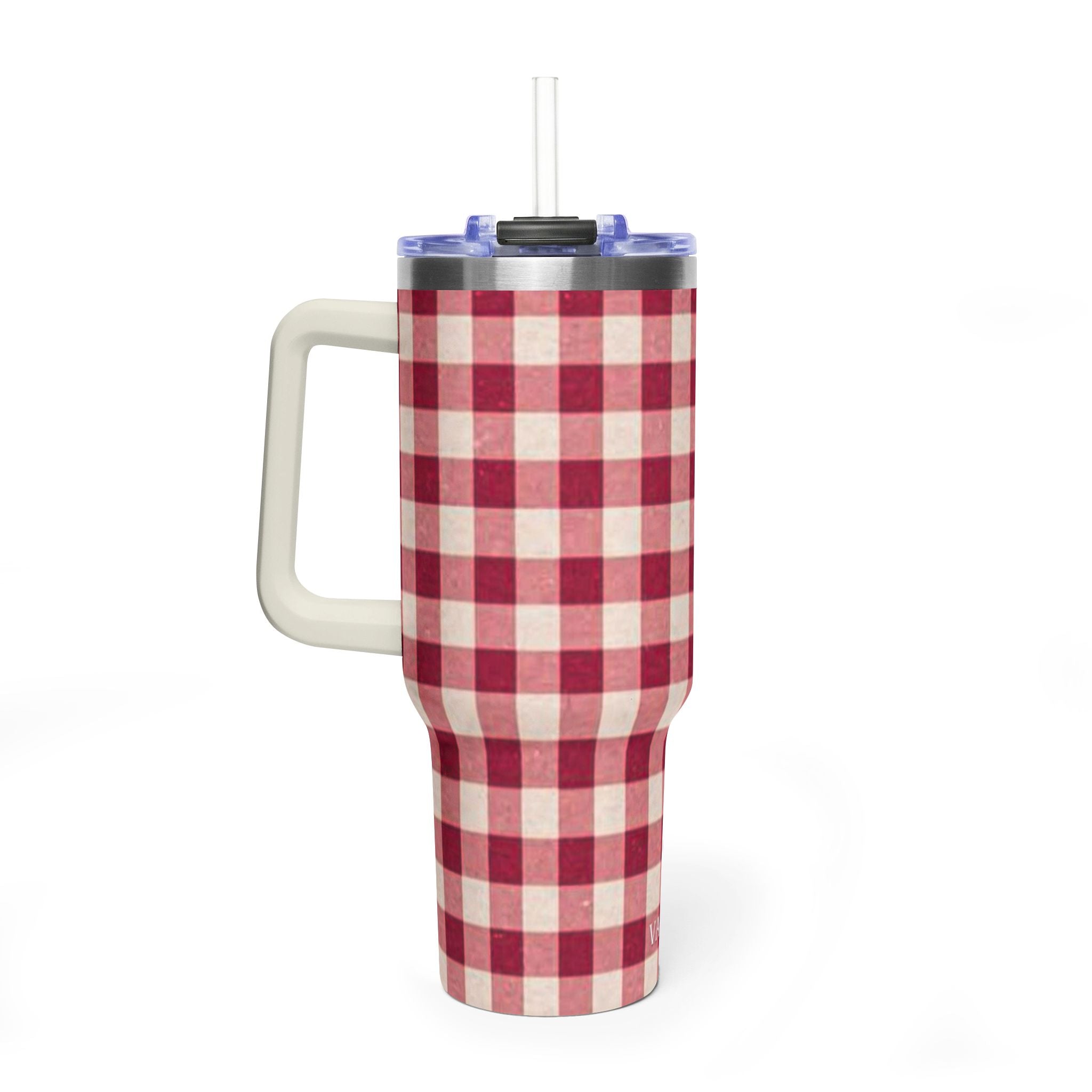40oz Vacuum Tumbler — Red Buffalo Plaid Insulated Travel Mug