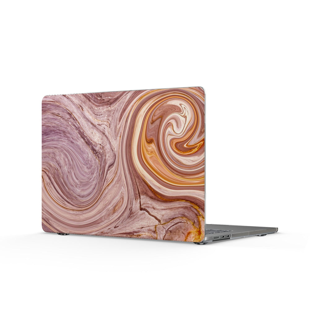 Marble Swirl Clear MacBook Case — Pink & Gold Abstract Protective Cover