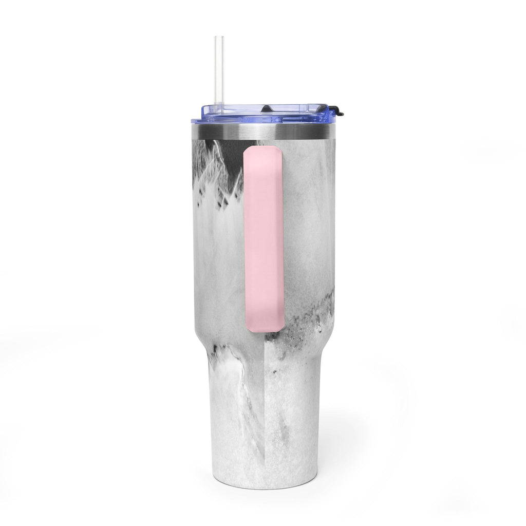 40oz Marble Vacuum Tumbler — Insulated Travel Mug with Handle