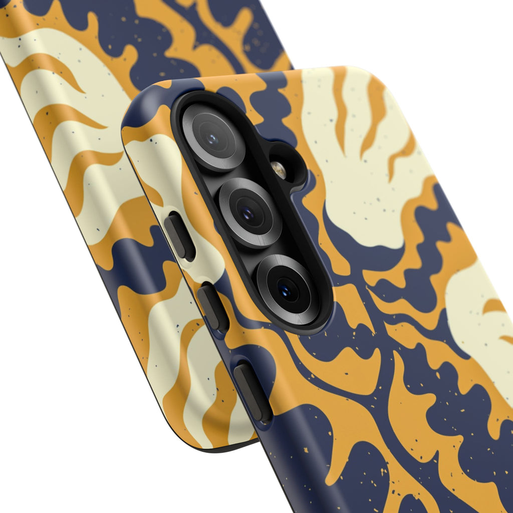 Bold Abstract Floral Phone Case (Navy & Mustard)