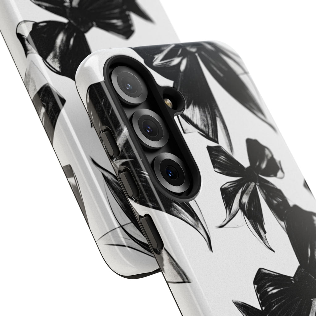 Floral Brushstroke Phone Case — Black & White Botanical Tough Case