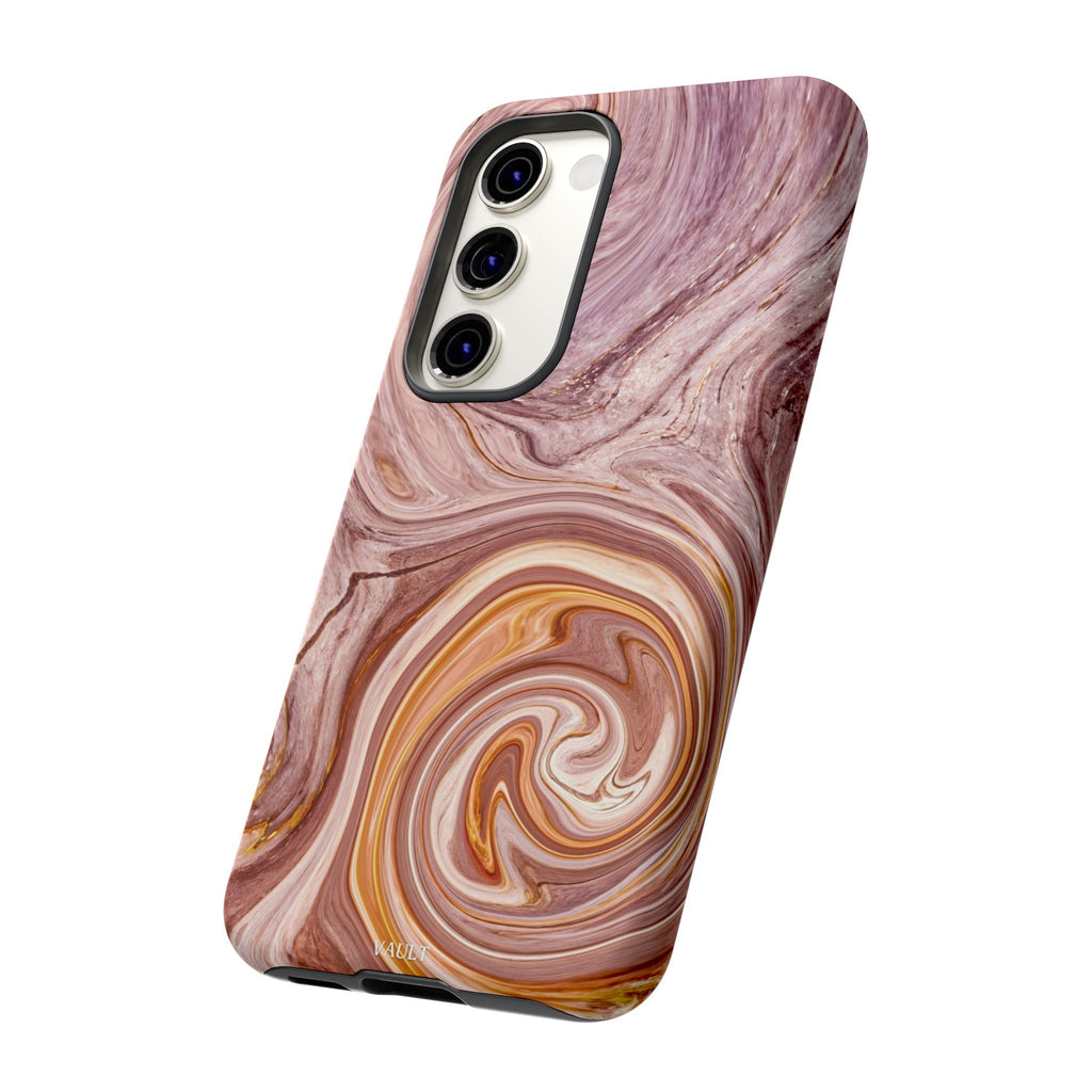 Marble Swirl Phone Case — Pink & Gold Abstract Tough Case