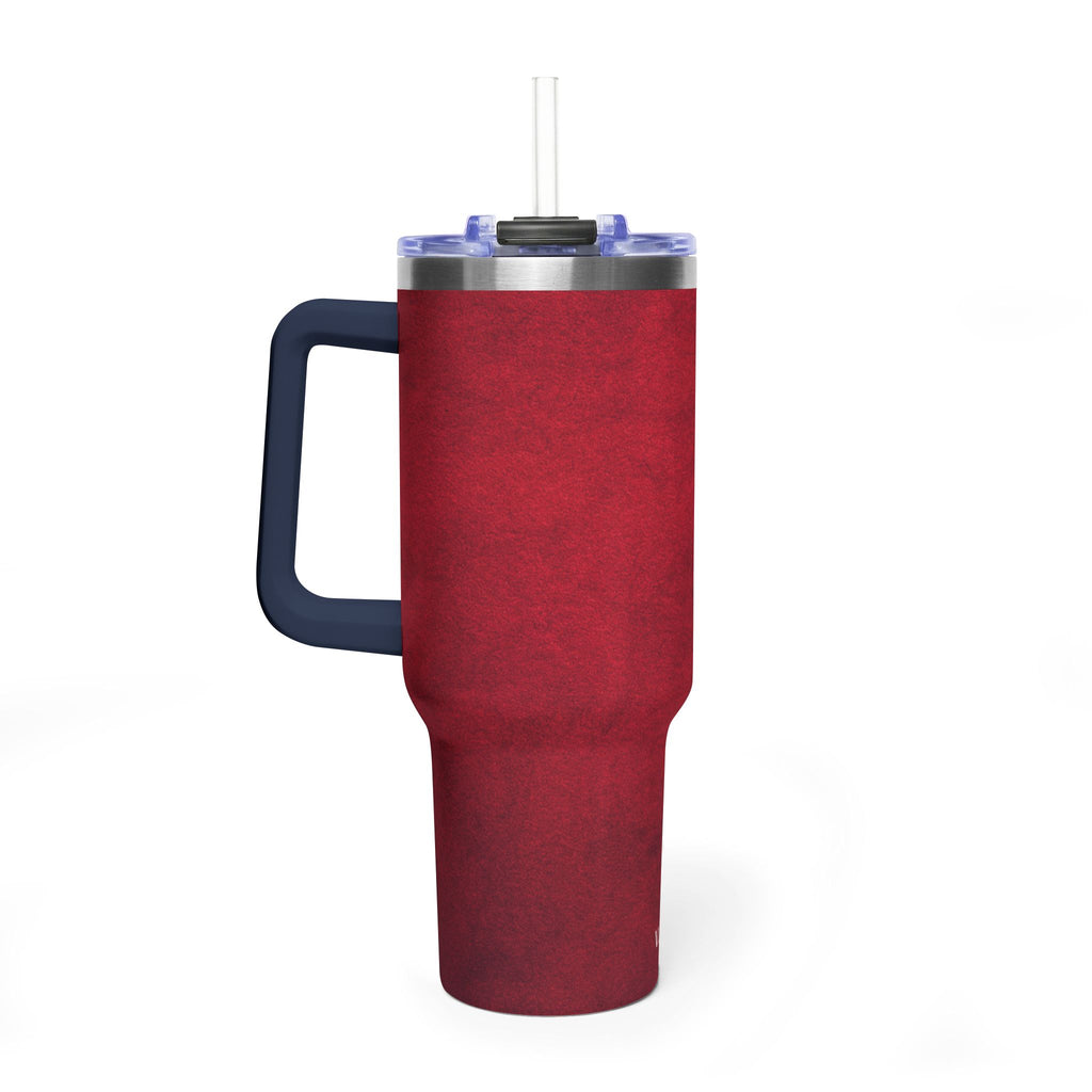 40oz Red Vacuum Tumbler – Insulated Travel Mug with Straw & Handle