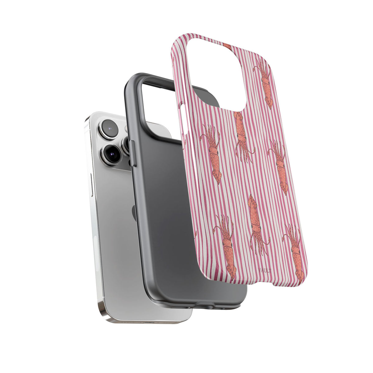 Squid Stripe Phone Case — Pink Nautical Sea Creature Pattern