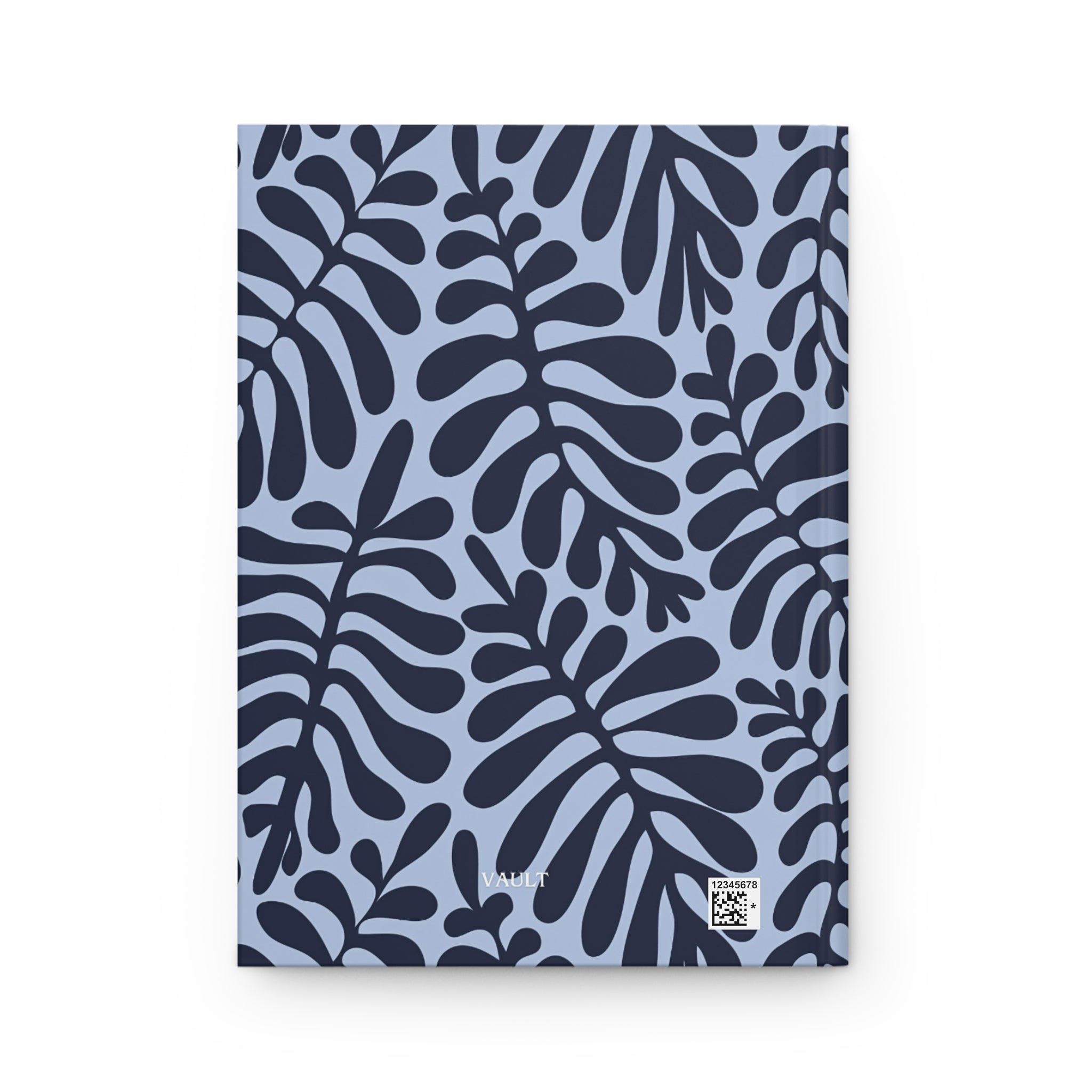 Botanical Leaves Hardcover Journal — Matte Blue Fern Pattern Notebook