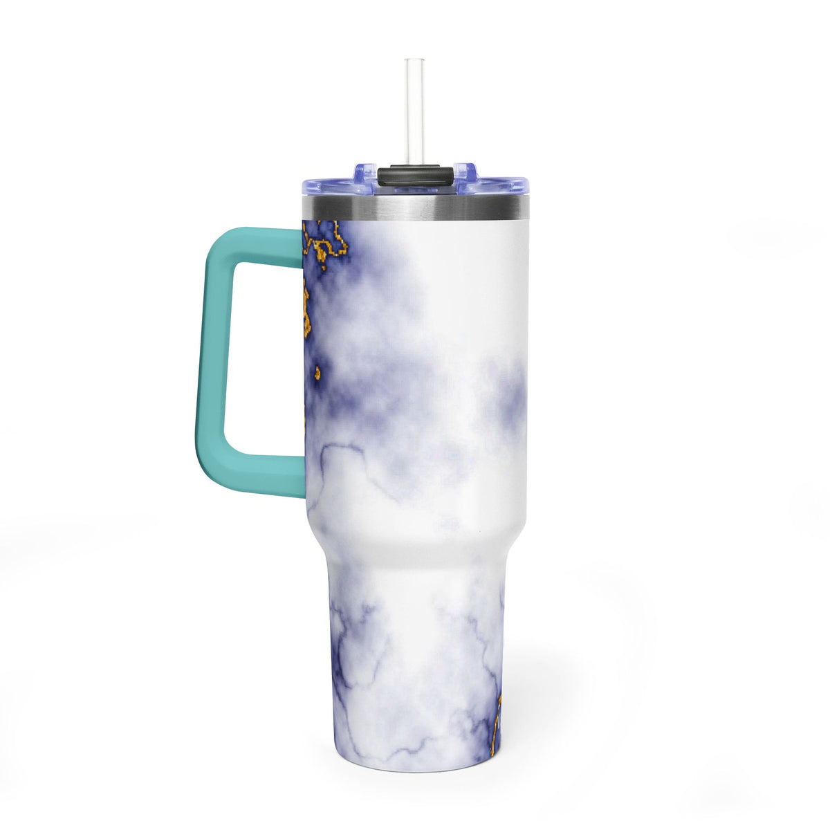 40oz Marble Thermal Tumbler - Blue & Gold Veined Vacuum Cup