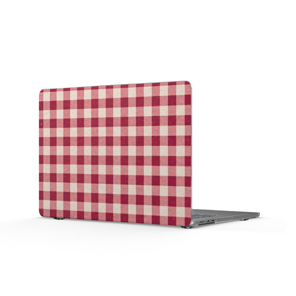 Red Gingham Clear MacBook Case — Plaid Laptop Cover, Classic Farmhouse Style