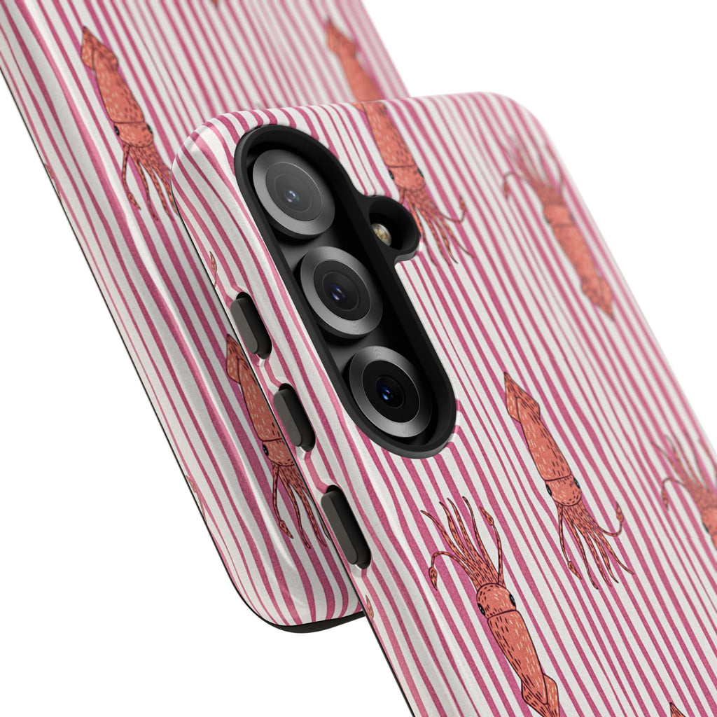 Squid Stripe Phone Case — Pink Nautical Sea Creature Pattern