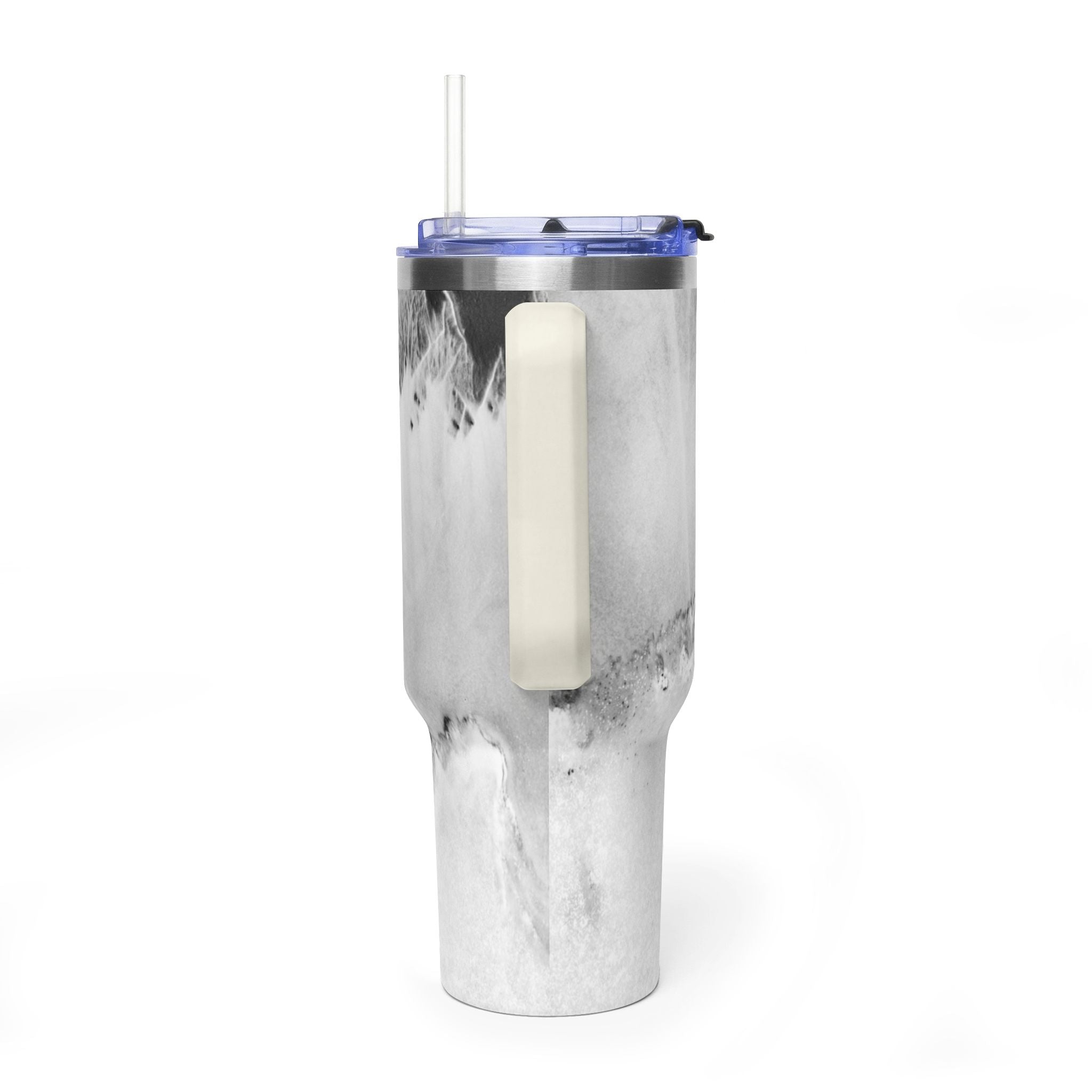 40oz Marble Vacuum Tumbler — Insulated Travel Mug with Handle