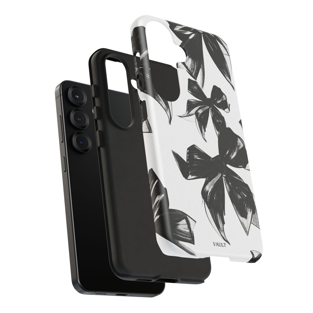 Floral Brushstroke Phone Case — Black & White Botanical Tough Case