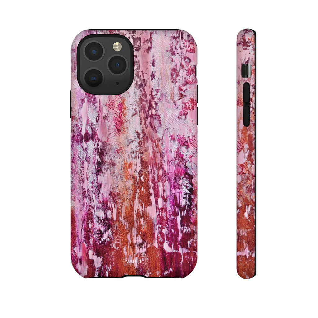 Pink Abstract Art Tough Phone Case — Protective Artistic Phone Cover
