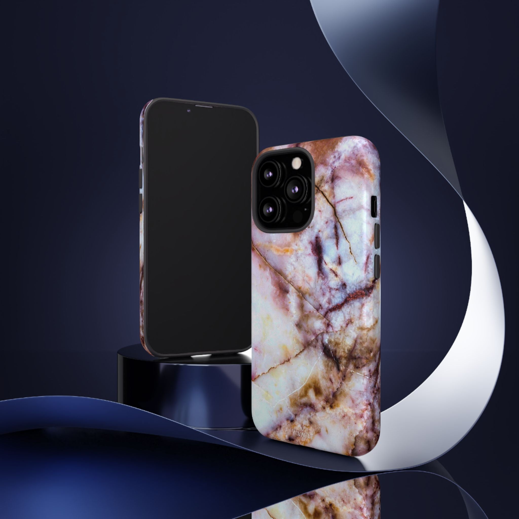 Marble Vein Tough Phone Case — Pink Quartz Protective Cover