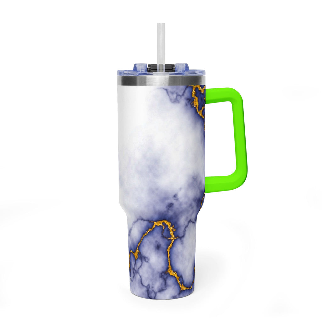 40oz Marble Thermal Tumbler - Blue & Gold Veined Vacuum Cup